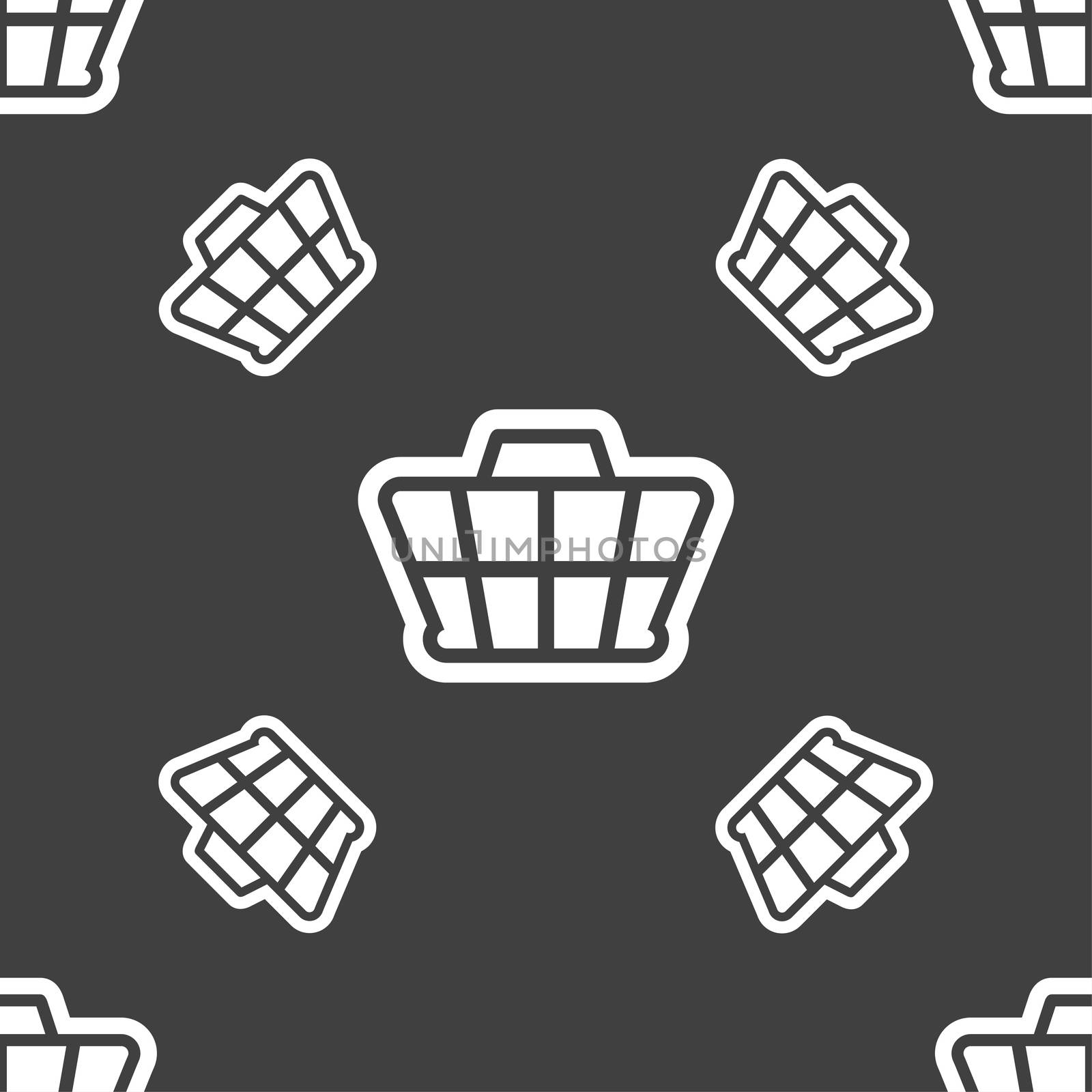 Shopping Cart icon sign. Seamless pattern on a gray background.  by serhii_lohvyniuk