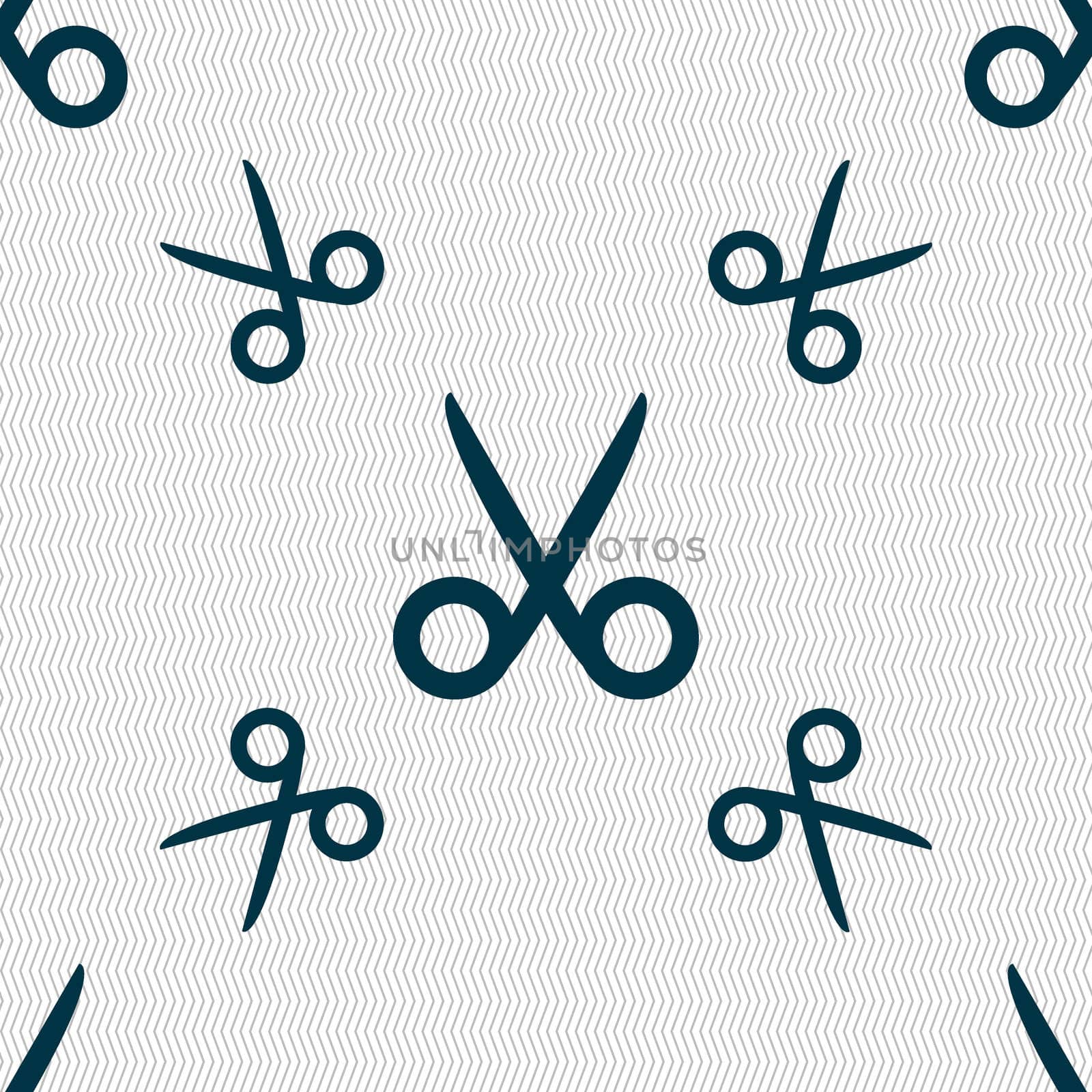 Scissors hairdresser sign icon. Tailor symbol. Seamless pattern with geometric texture. illustration