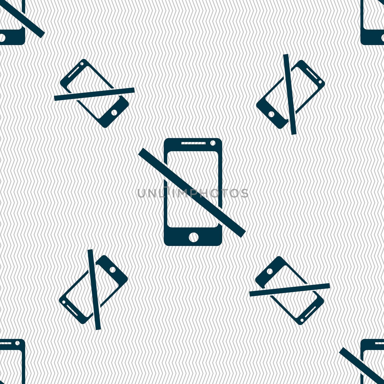 Do not call. Smartphone signs icon. Support symbol. Seamless pattern with geometric texture. illustration