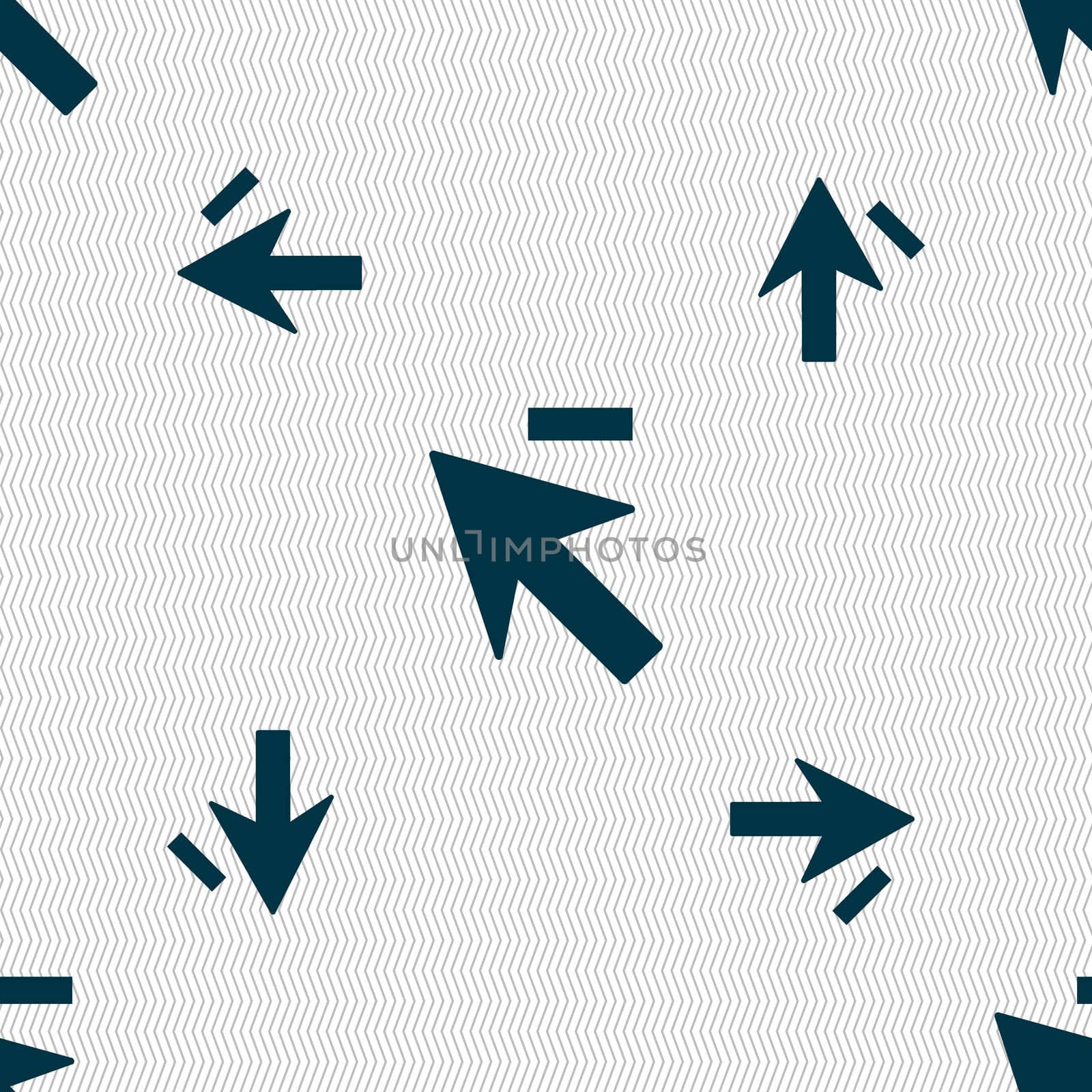 Cursor, arrow minus icon sign. Seamless pattern with geometric texture.  by serhii_lohvyniuk