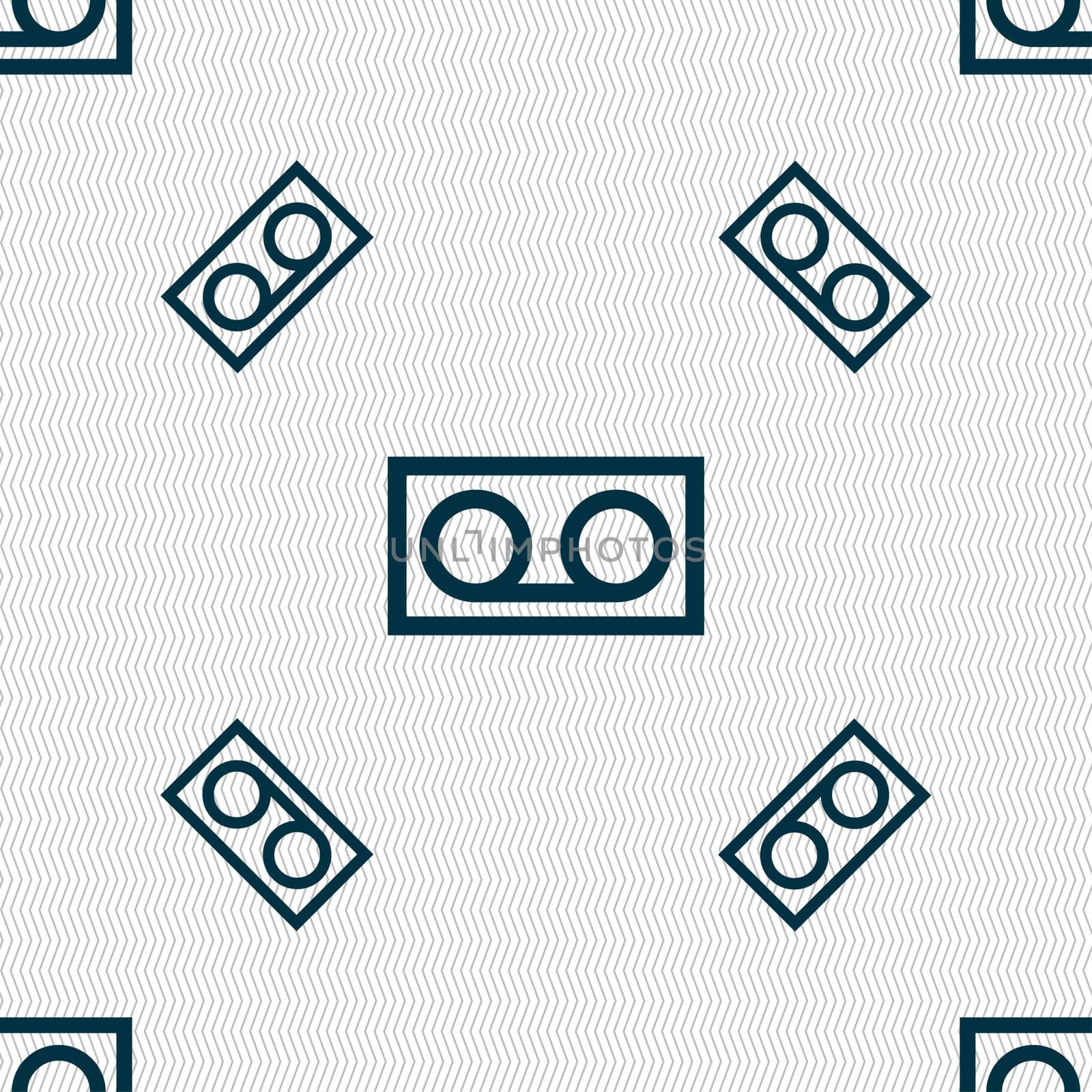 audio cassette icon sign. Seamless pattern with geometric texture.  by serhii_lohvyniuk