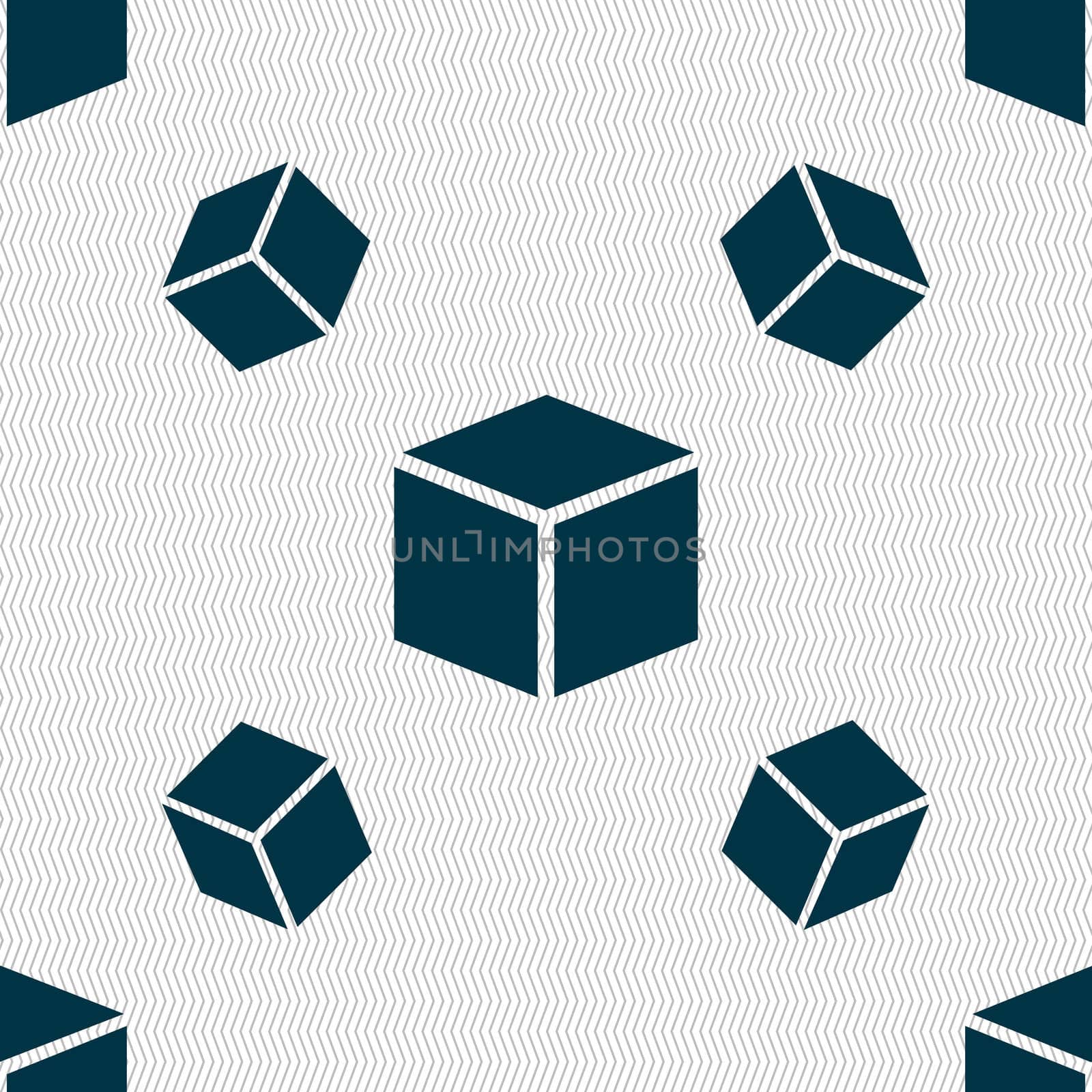 3d cube icon sign. Seamless pattern with geometric texture.  by serhii_lohvyniuk