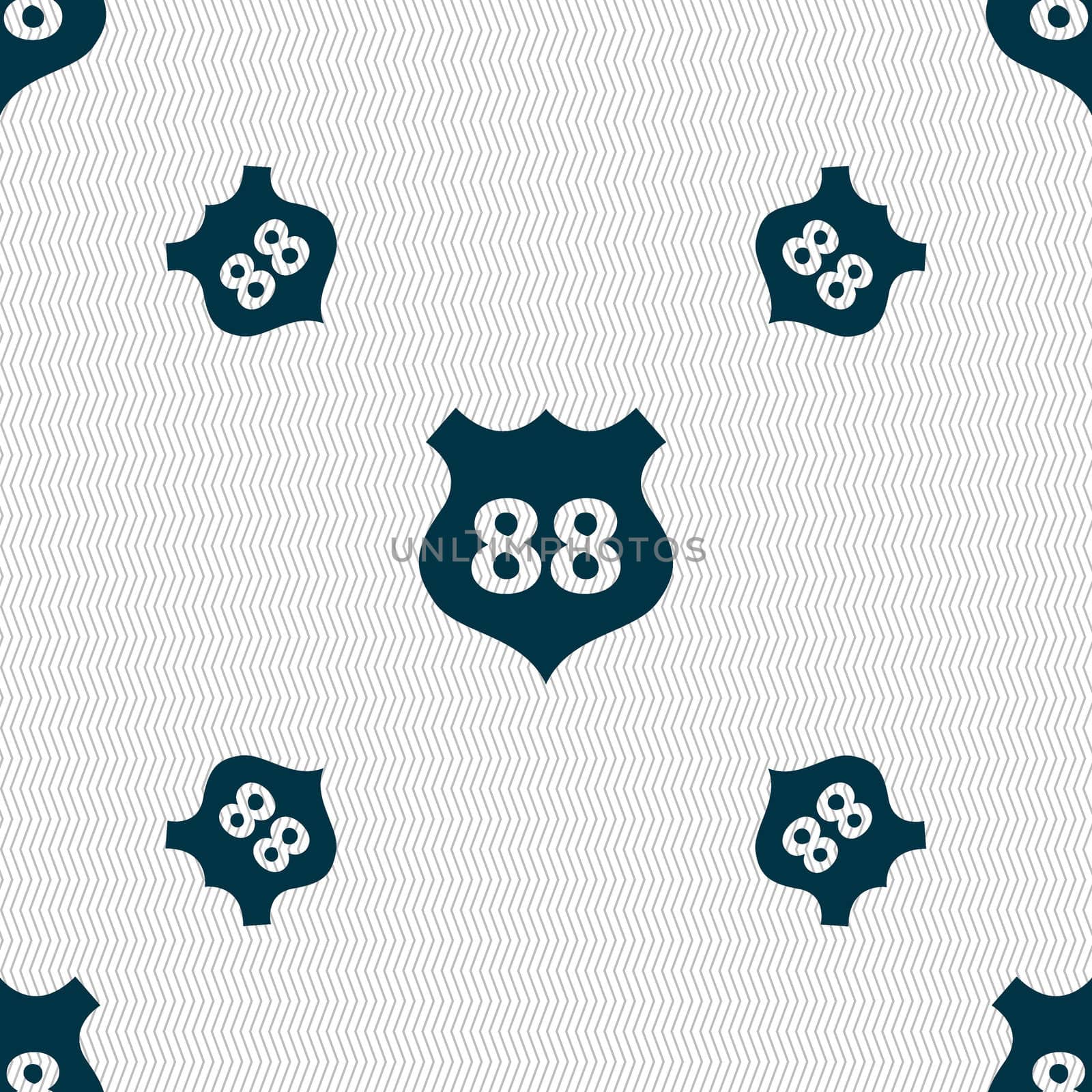 Route 88 highway icon sign. Seamless pattern with geometric texture.  by serhii_lohvyniuk