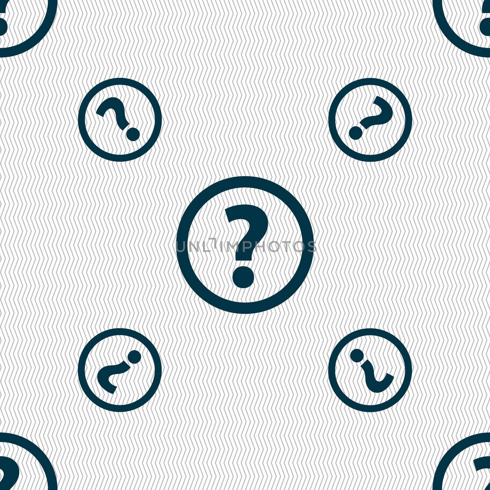 Question mark sign icon. Help speech bubble symbol. FAQ sign. Seamless pattern with geometric texture. illustration