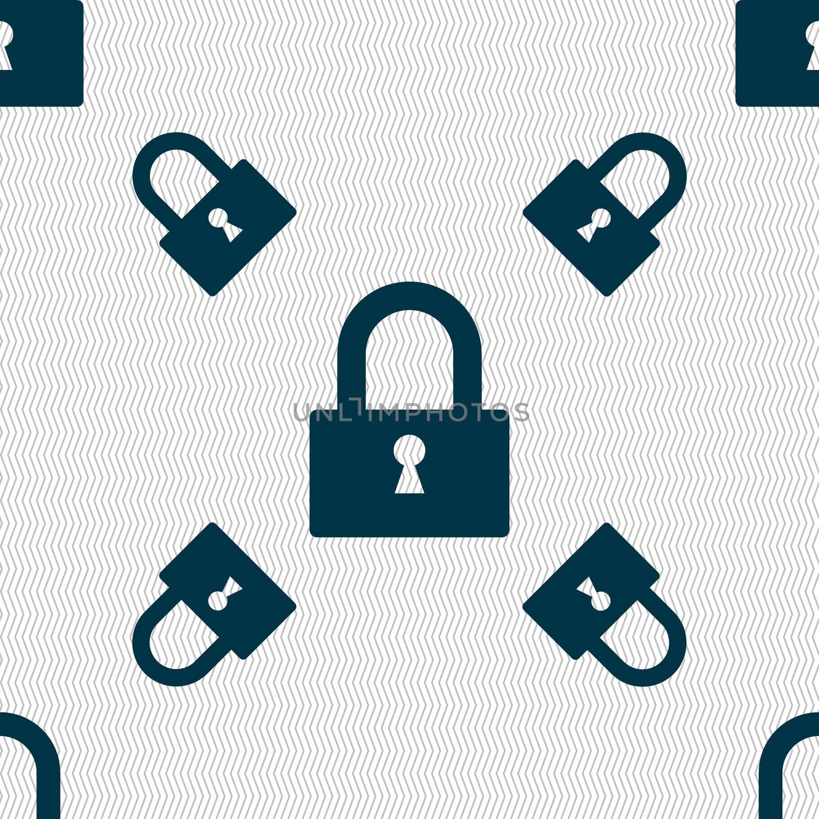 Lock sign icon. Locker symbol. Seamless pattern with geometric texture. illustration