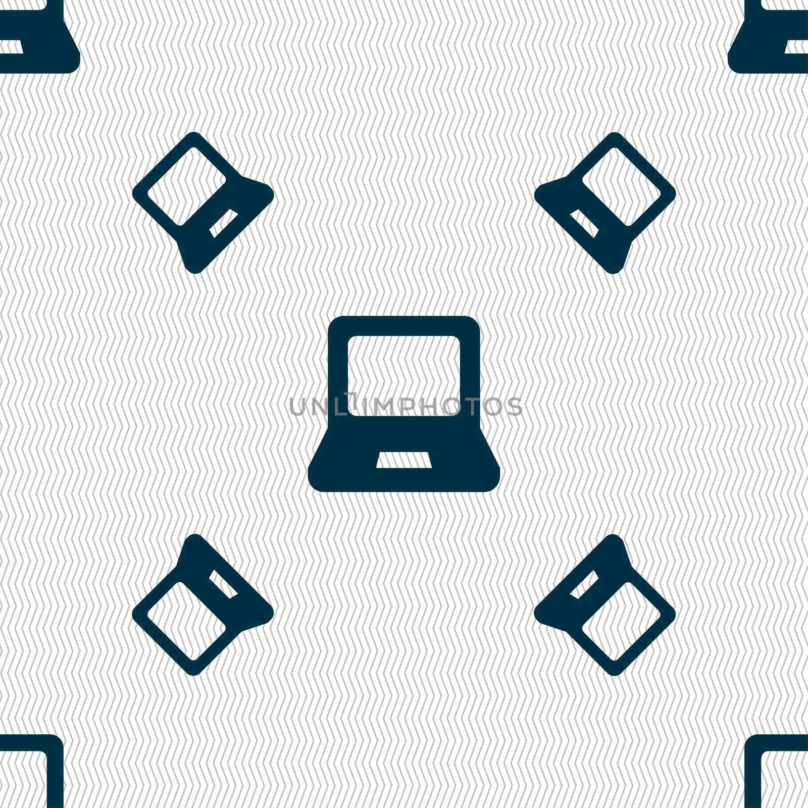 Laptop icon sign. Seamless pattern with geometric texture.  by serhii_lohvyniuk