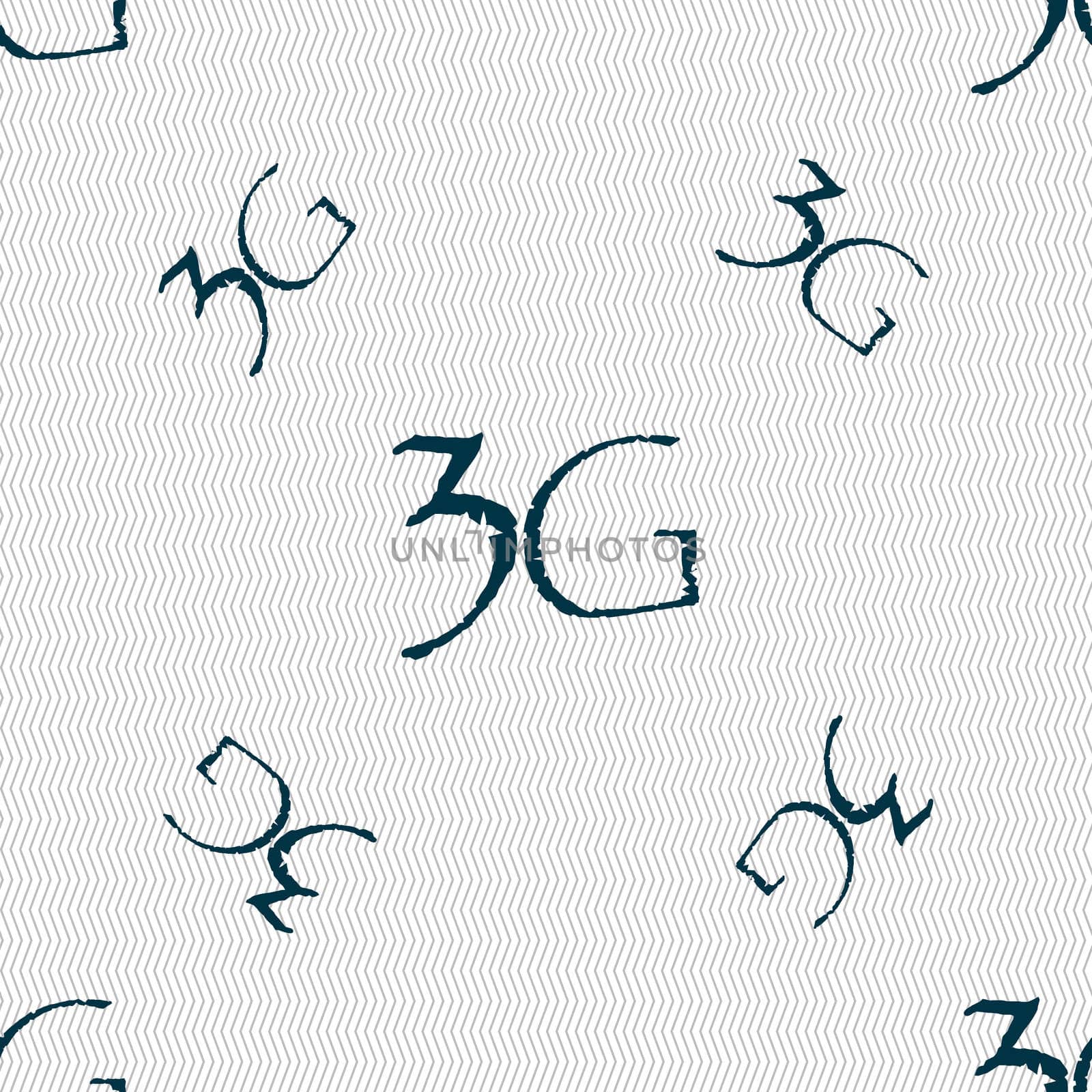 3G sign icon. Mobile telecommunications technology symbol. Seamless pattern with geometric texture.  by serhii_lohvyniuk