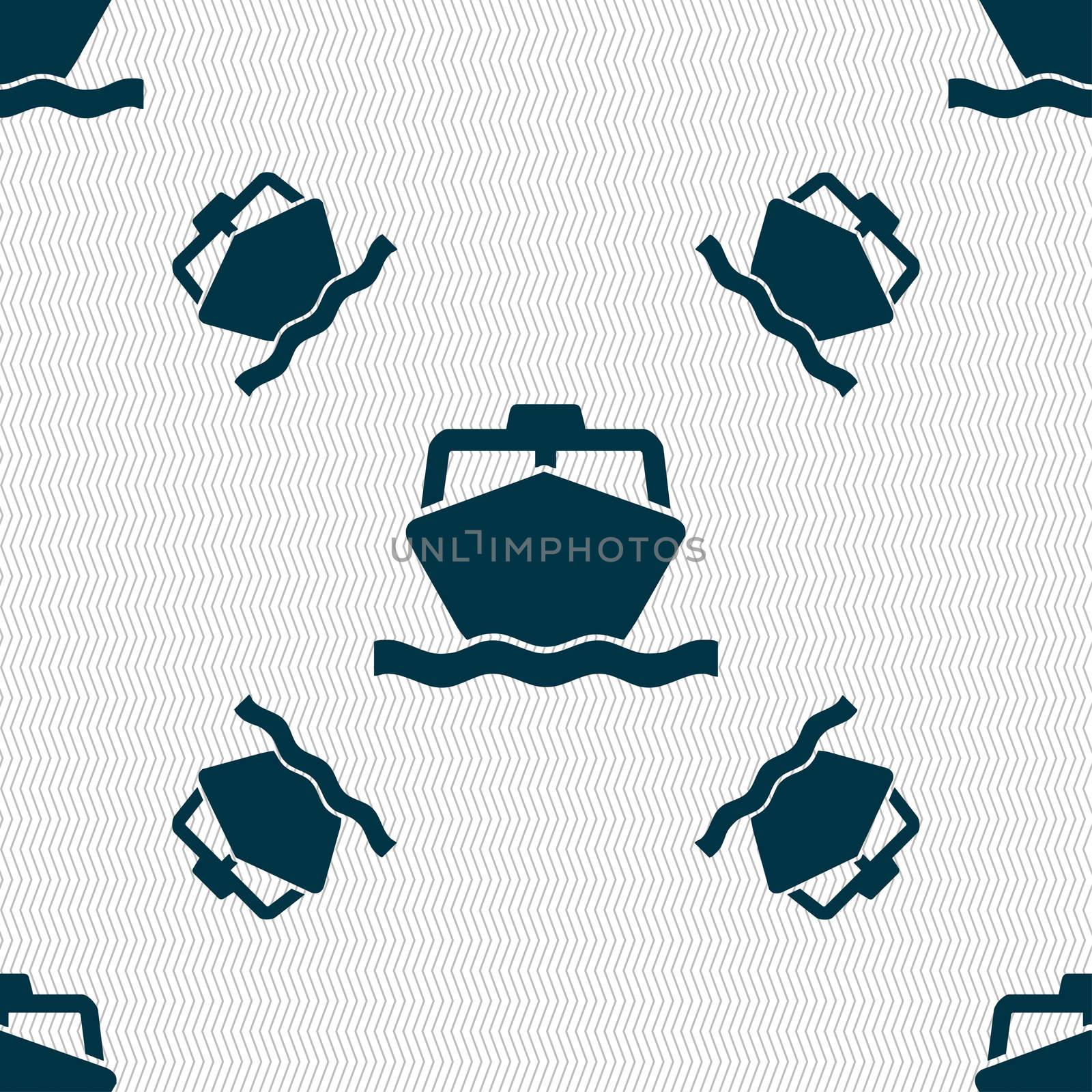 the boat icon sign. Seamless pattern with geometric texture. illustration