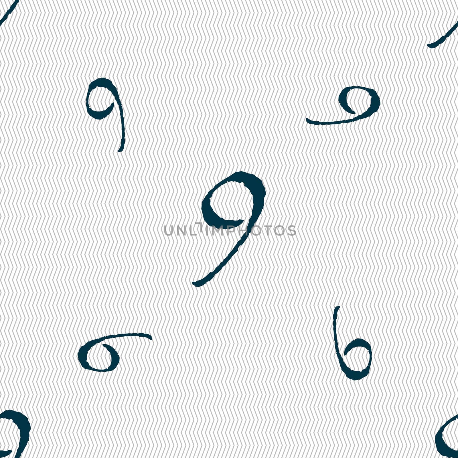 number Nine icon sign. Seamless pattern with geometric texture. illustration