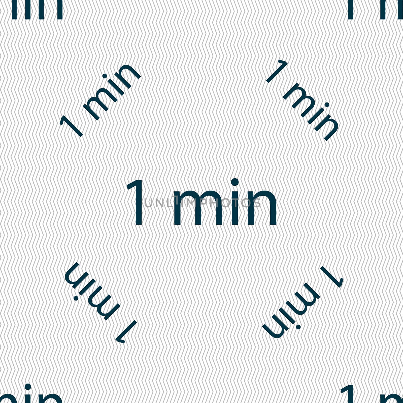 1 minutes sign icon. Seamless pattern with geometric texture. illustration