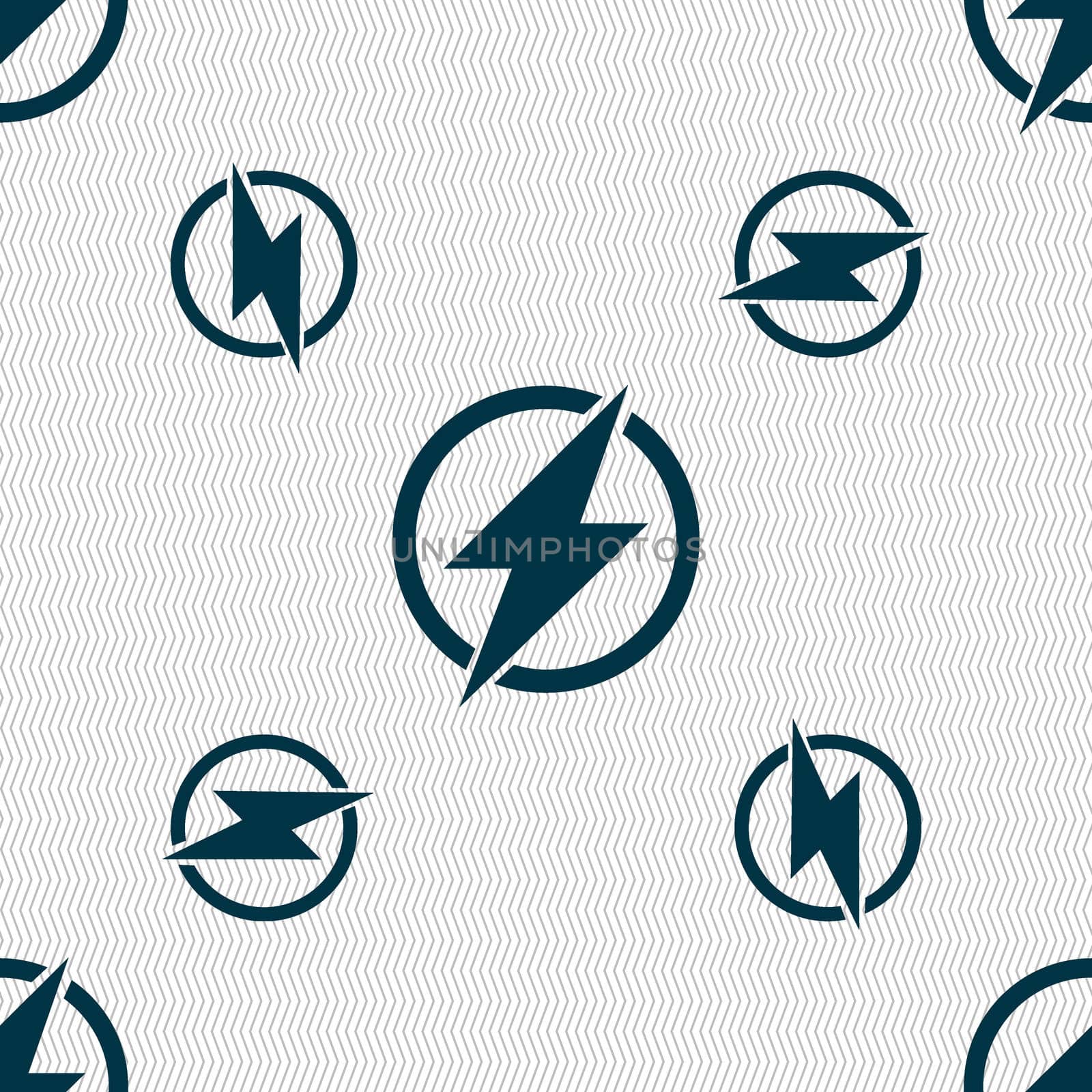 Photo flash sign icon. Lightning symbol. Seamless pattern with geometric texture.  by serhii_lohvyniuk