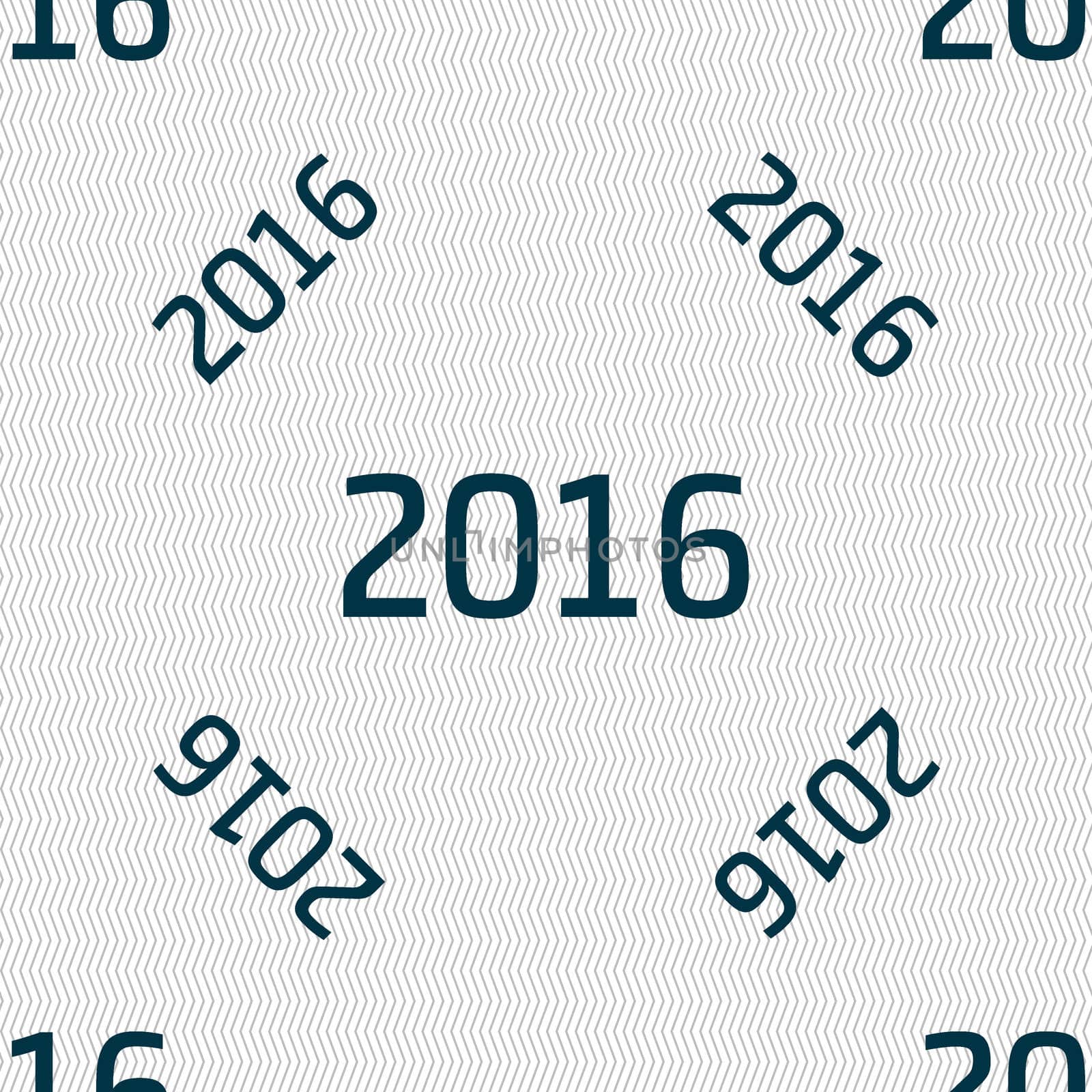 Happy new year 2016 sign icon. Calendar date. Seamless pattern with geometric texture. illustration