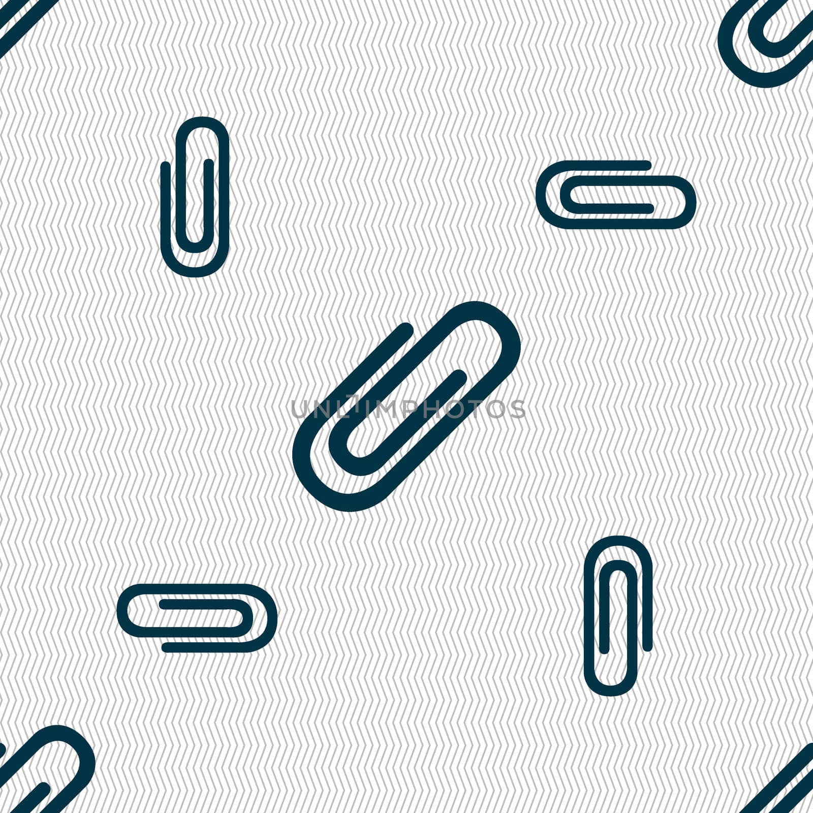 Paper clip sign icon. Clip symbol. Seamless pattern with geometric texture.  by serhii_lohvyniuk