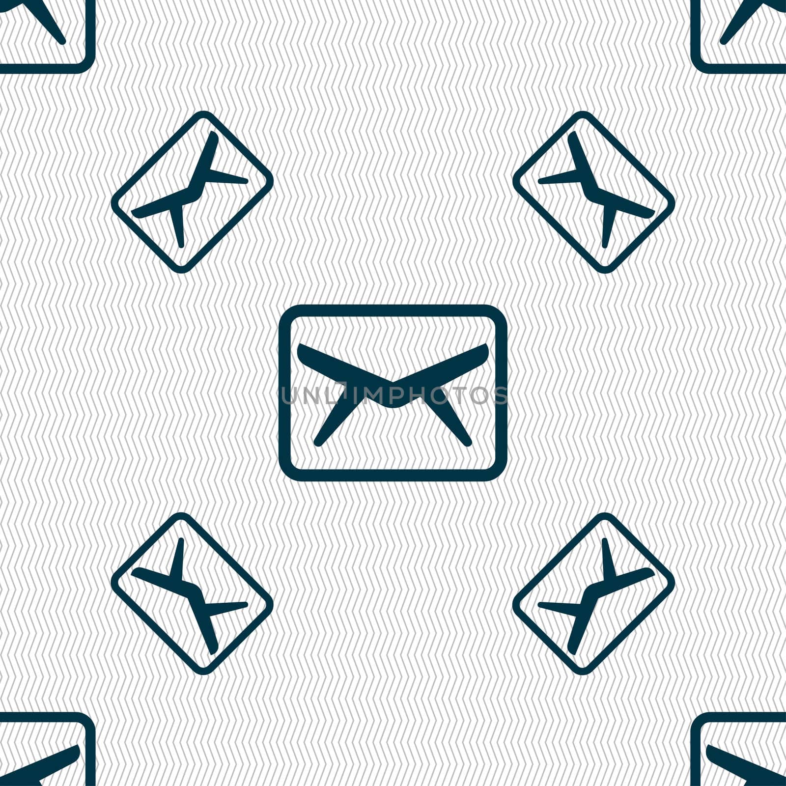 Mail, Envelope, Message icon sign. Seamless pattern with geometric texture. illustration