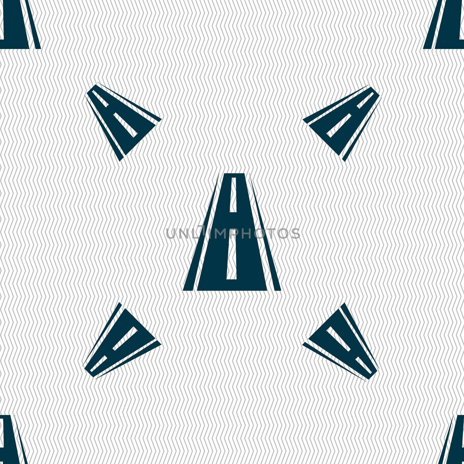 Road icon sign. Seamless pattern with geometric texture. illustration