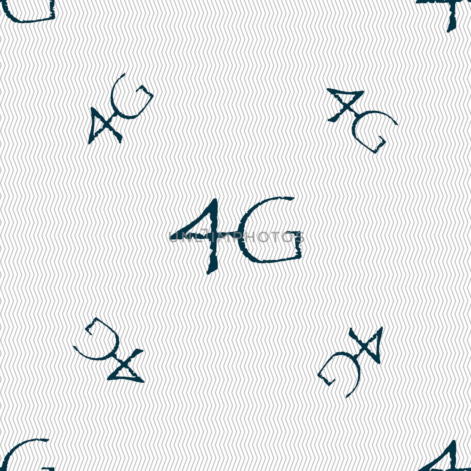 4G sign icon. Mobile telecommunications technology symbol. Seamless pattern with geometric texture. illustration