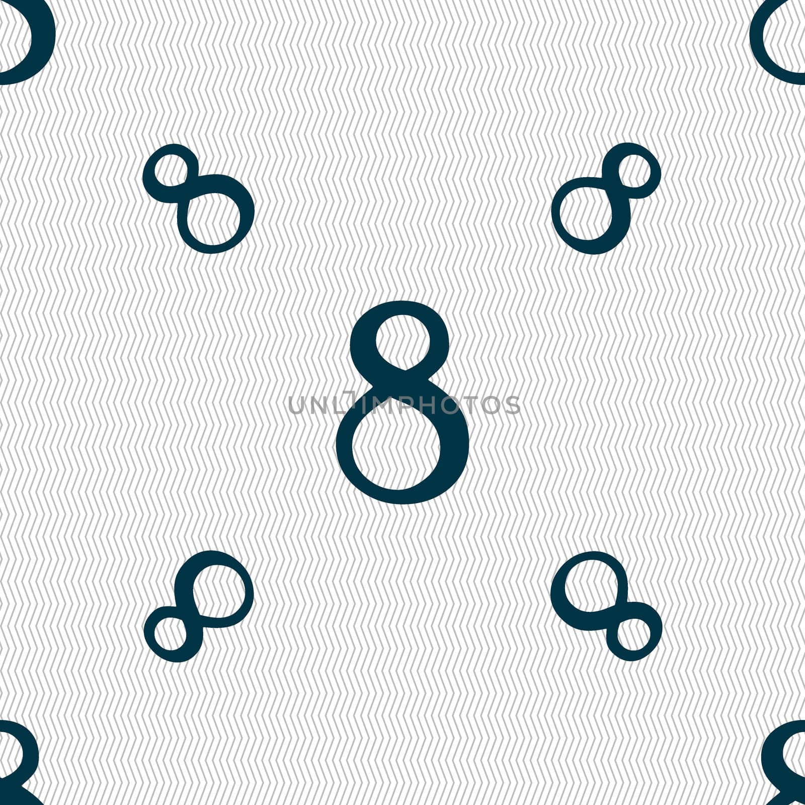 number Eight icon sign. Seamless pattern with geometric texture. illustration