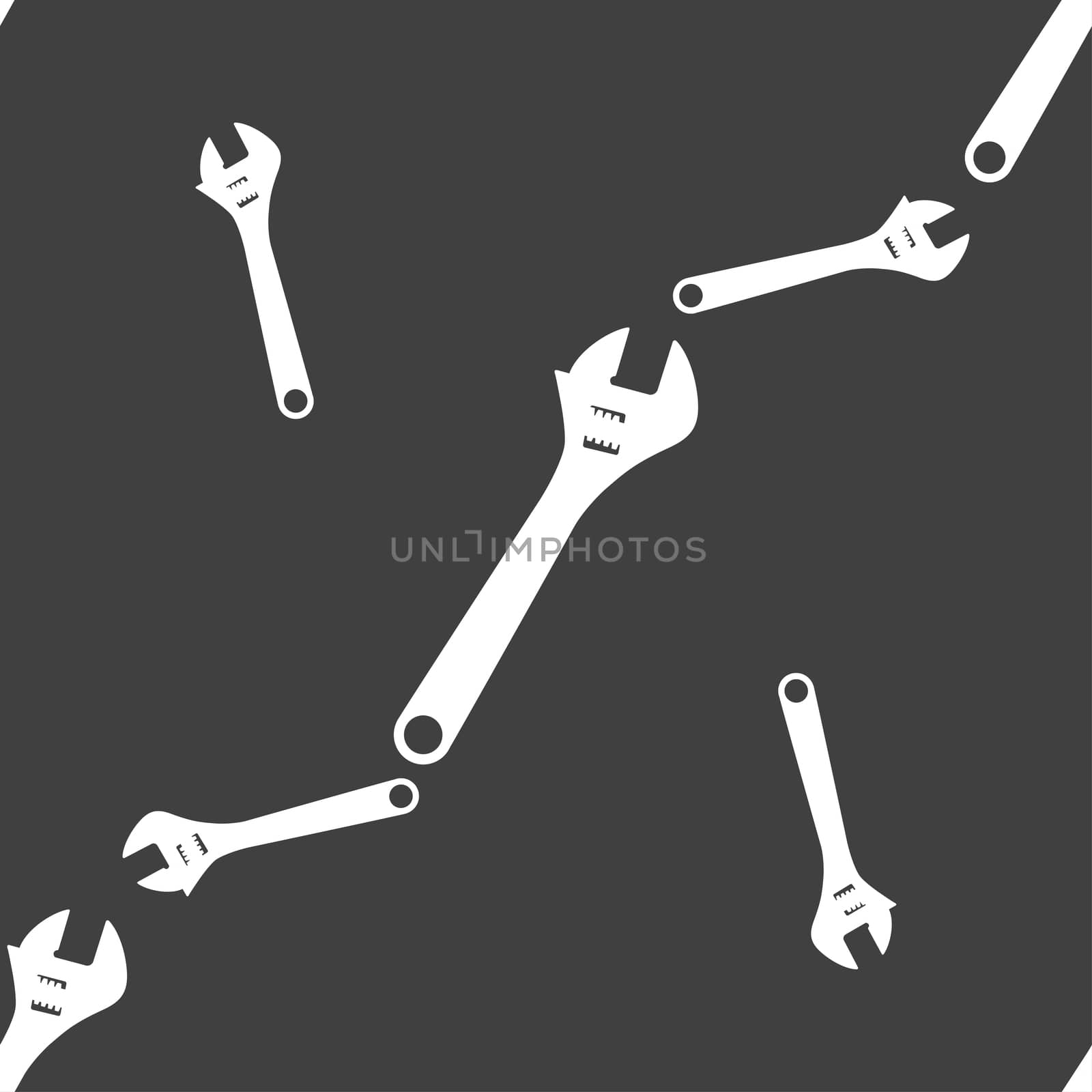 wrench icon sign. Seamless pattern on a gray background.  by serhii_lohvyniuk
