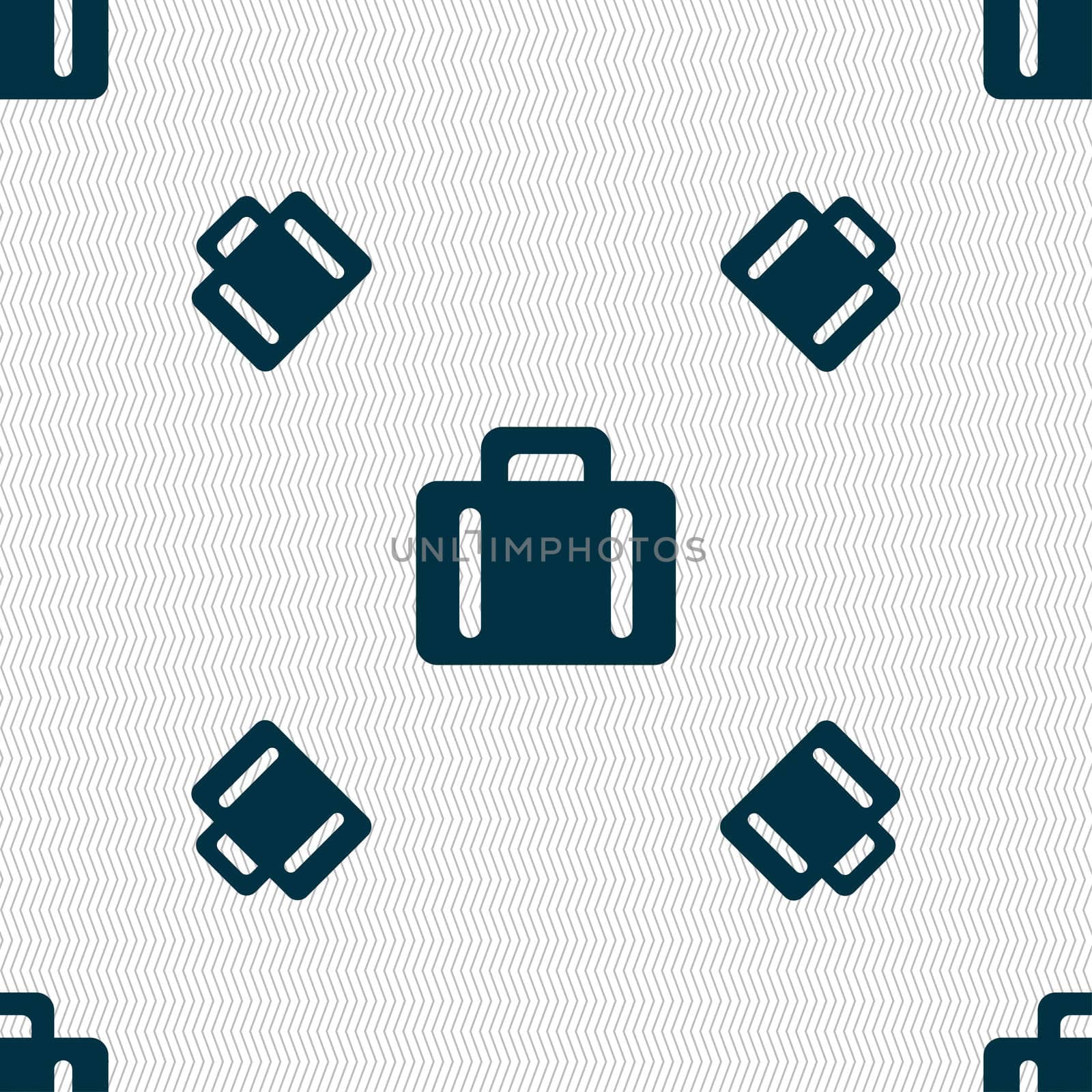 suitcase icon sign. Seamless pattern with geometric texture. illustration