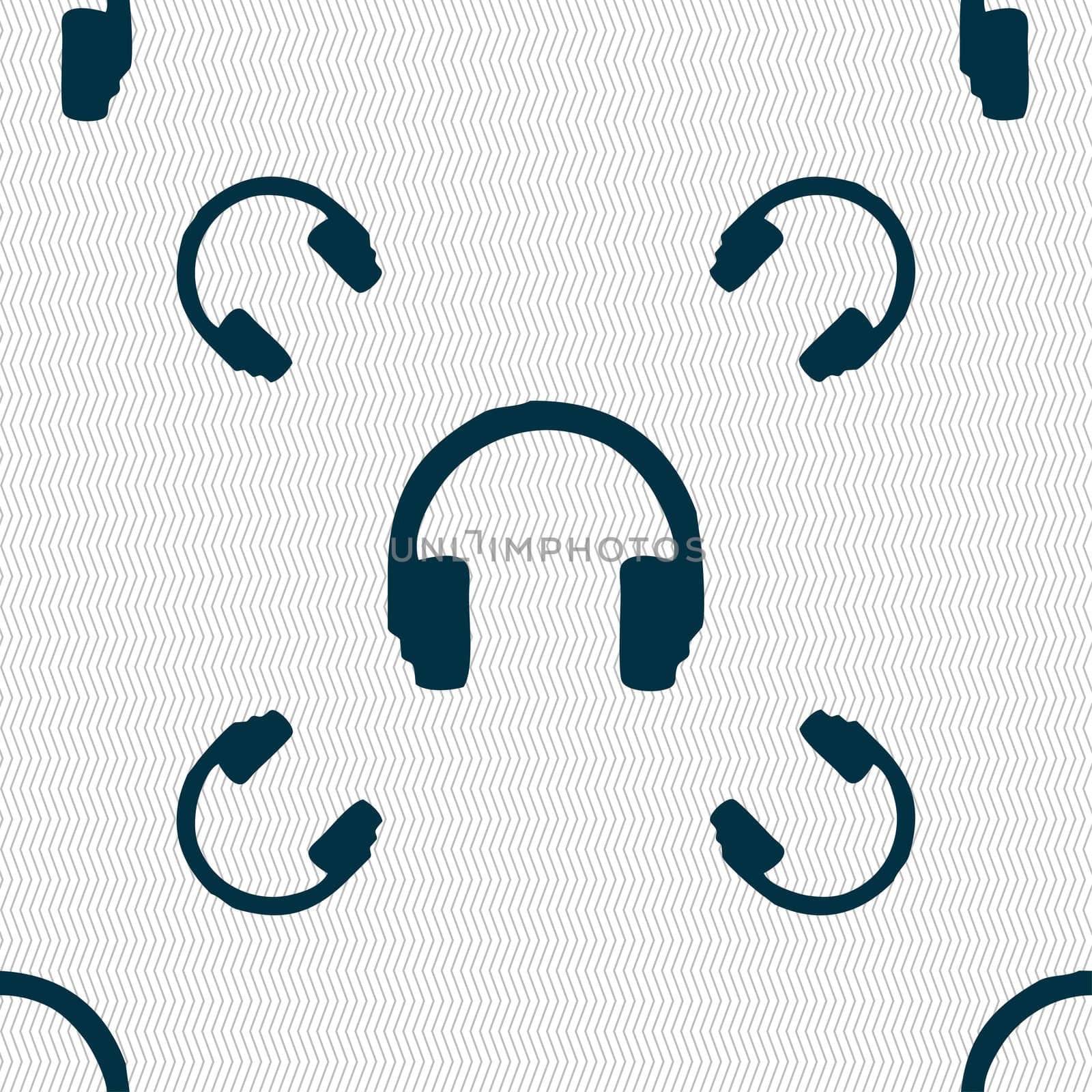 headsets icon sign. Seamless pattern with geometric texture. illustration