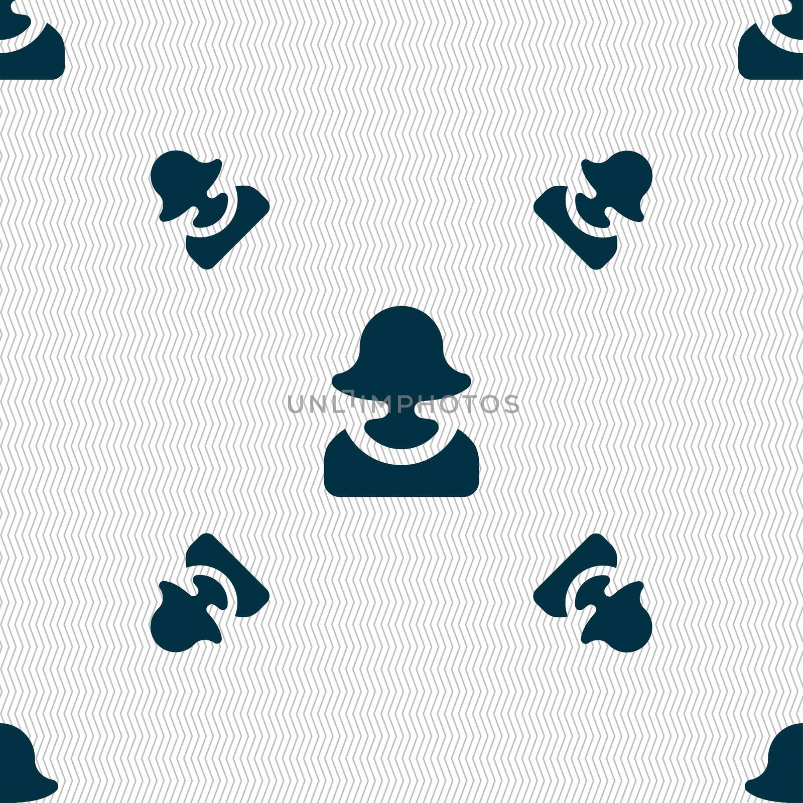 female silhouette icon sign. Seamless pattern with geometric texture. illustration