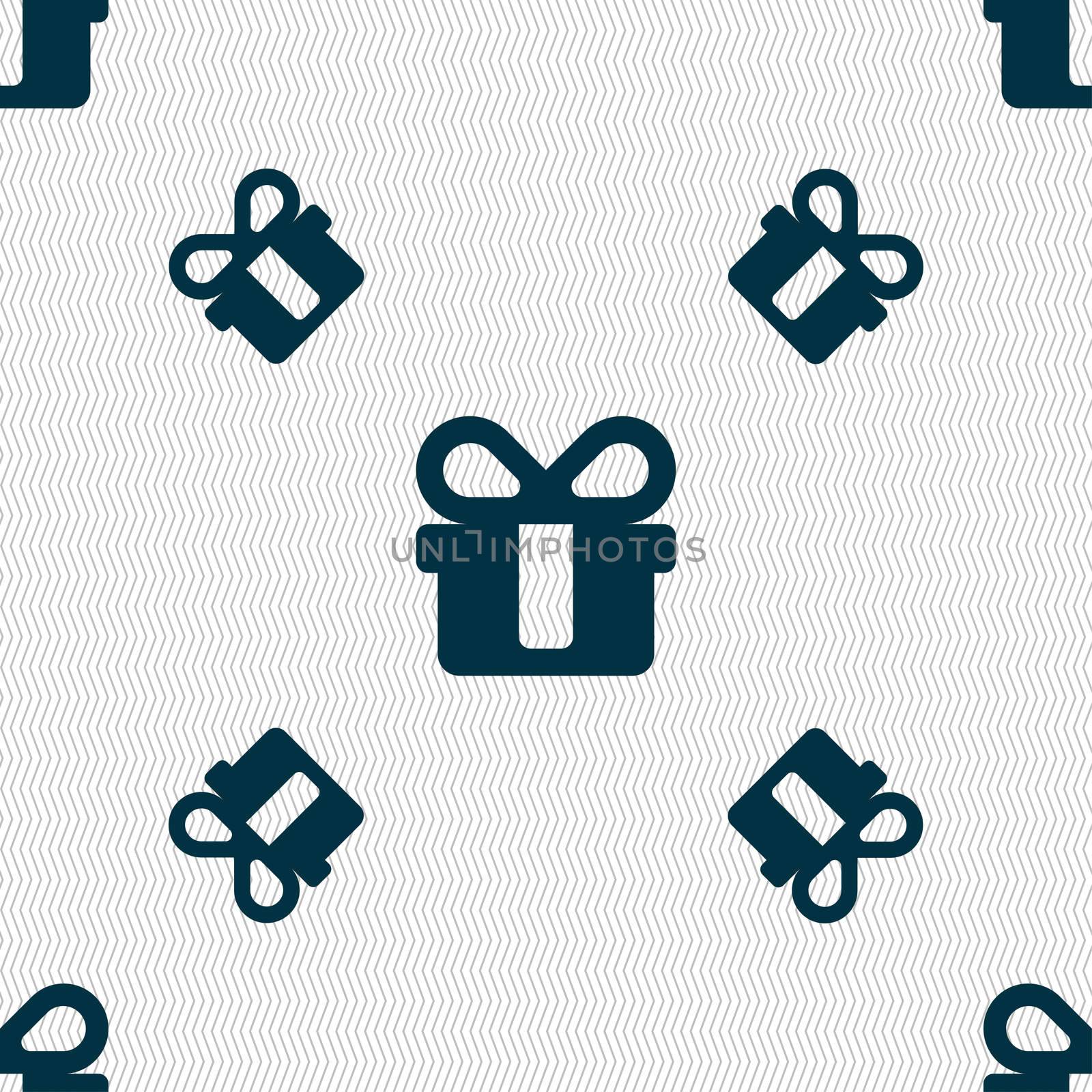 gift icon sign. Seamless pattern with geometric texture. illustration