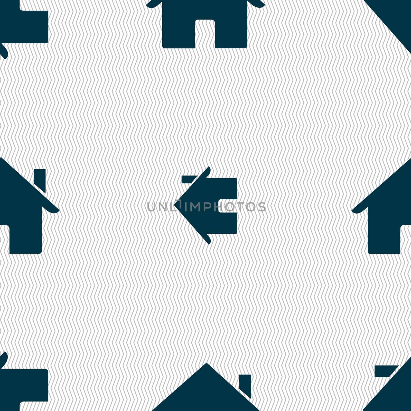 Home sign icon. Main page button. Navigation symbol. Seamless abstract background with geometric shapes. illustration