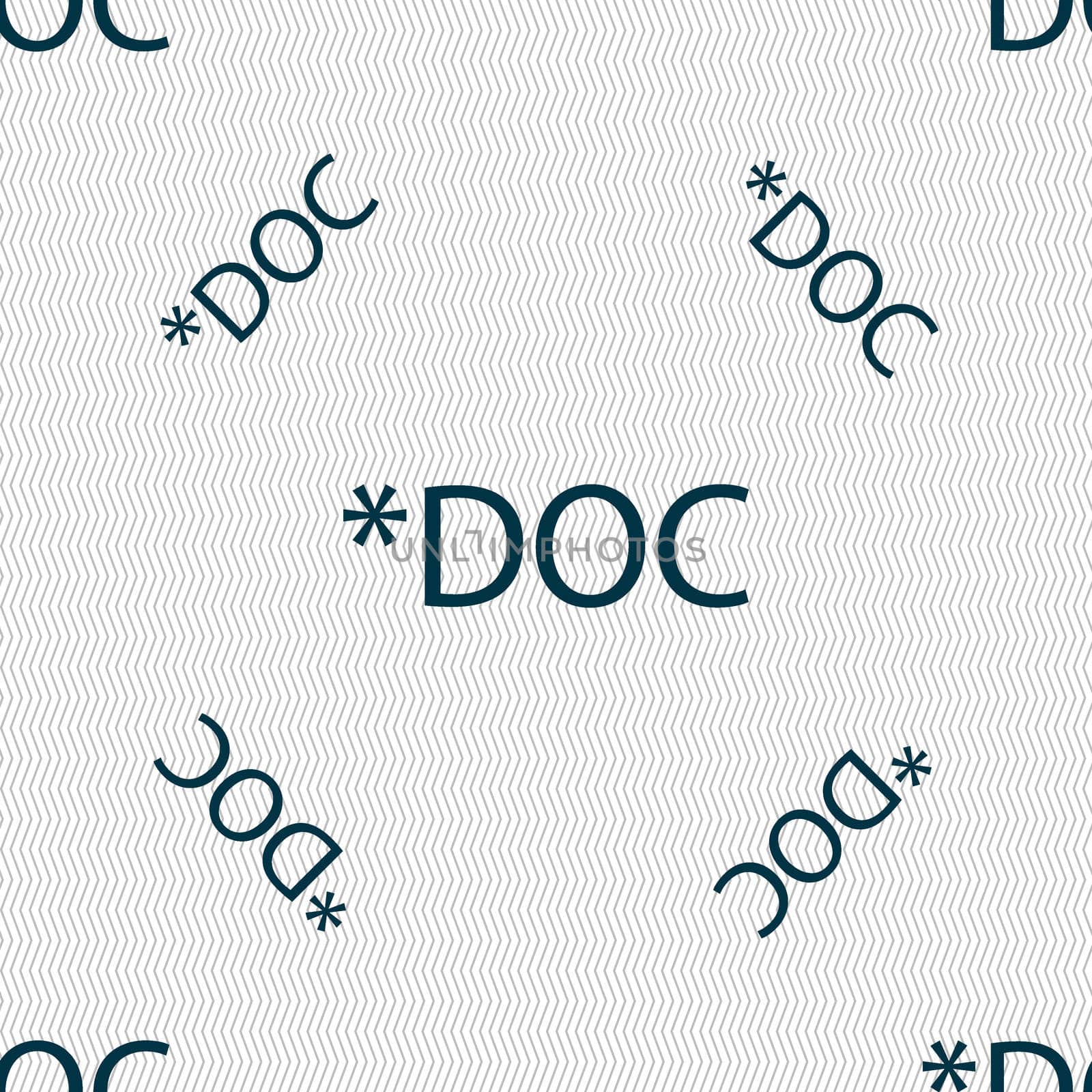 File document icon. Download doc button. Doc file extension symbol. Seamless pattern with geometric texture. illustration