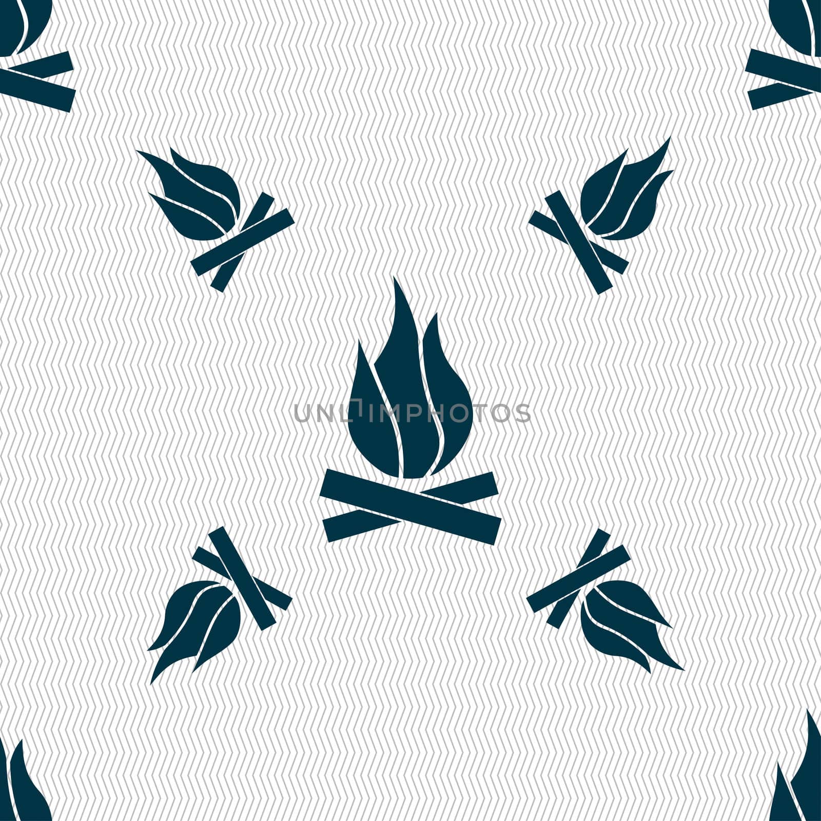 A fire icon sign. Seamless pattern with geometric texture. illustration