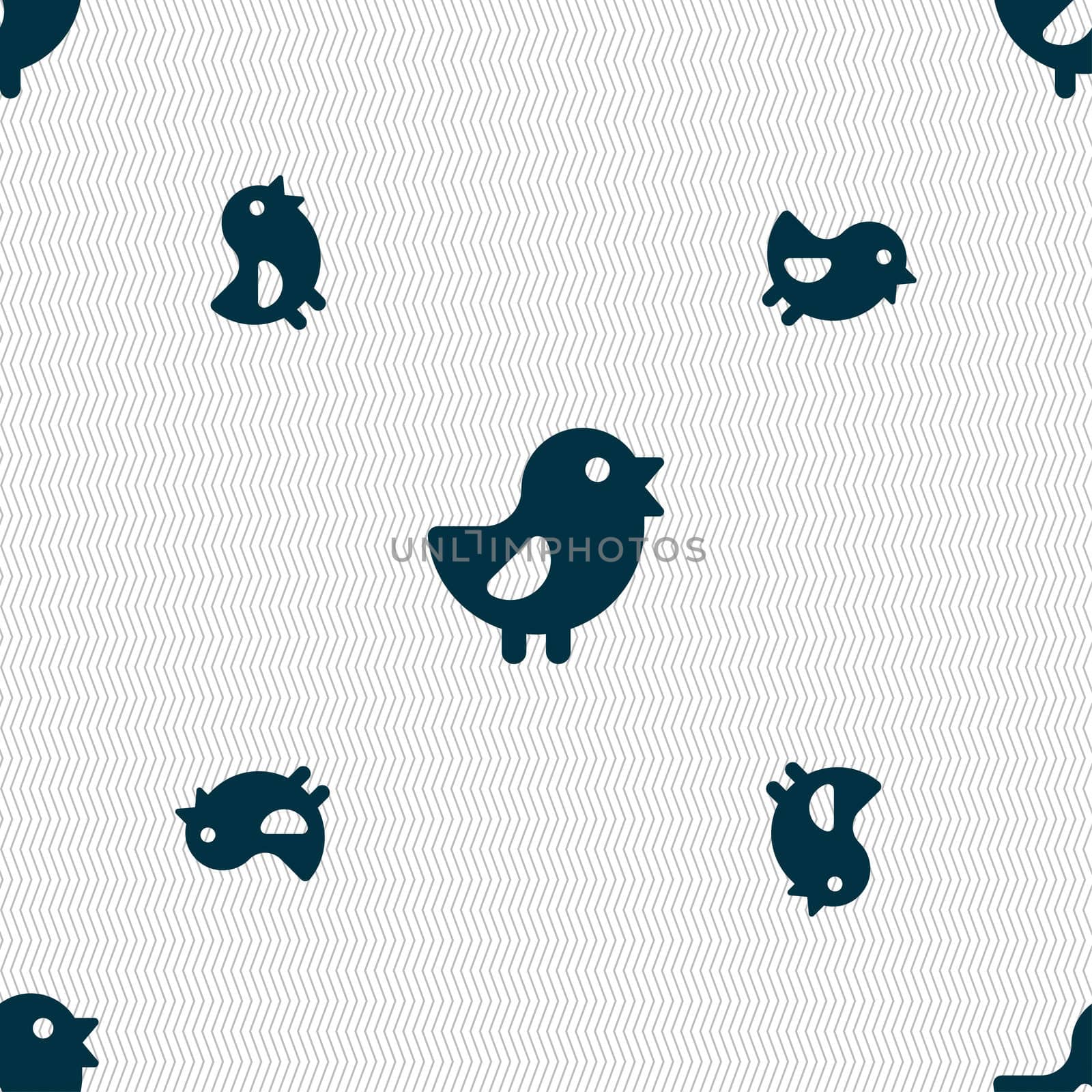 chicken, Bird icon sign. Seamless pattern with geometric texture. illustration