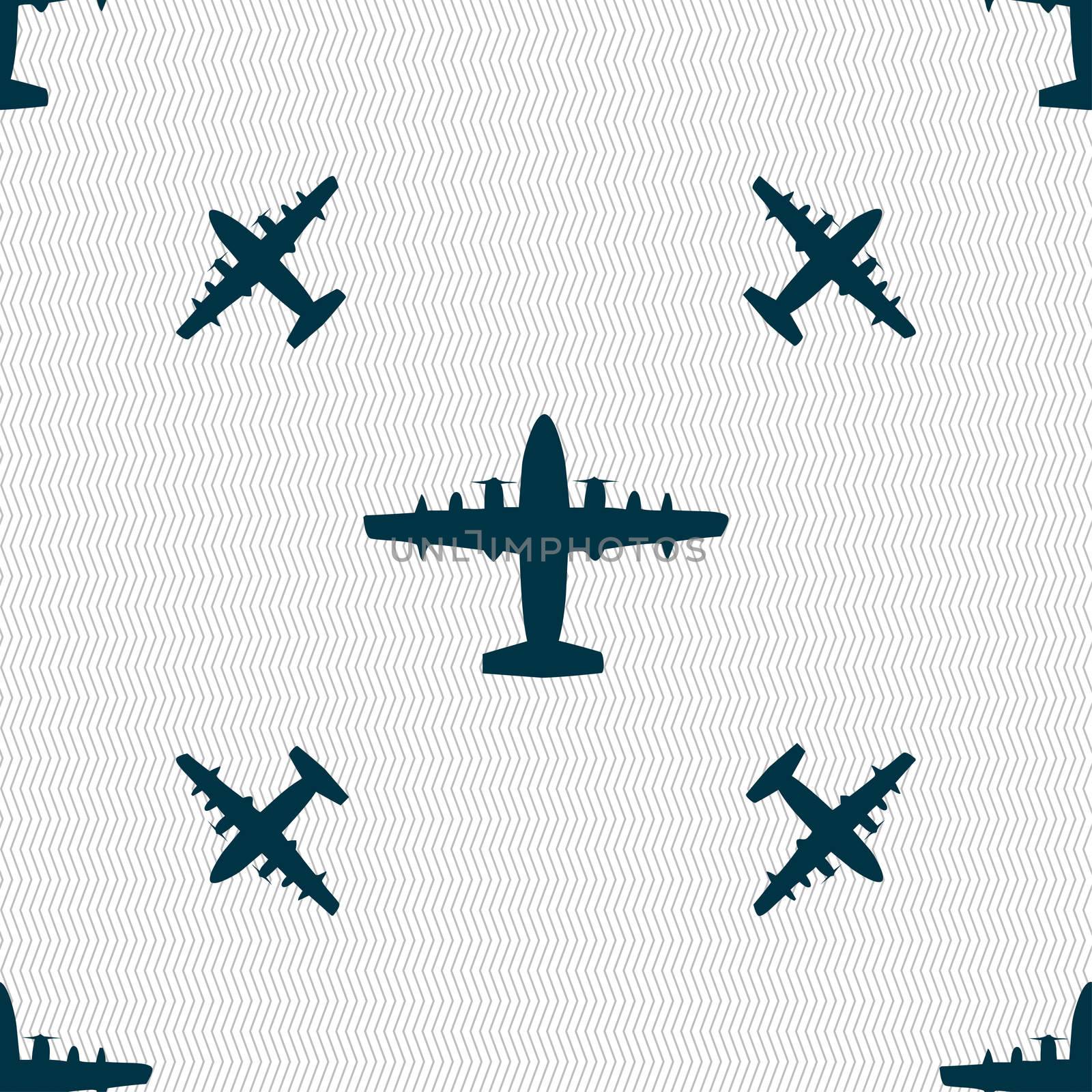 aircraft icon sign. Seamless pattern with geometric texture.  by serhii_lohvyniuk