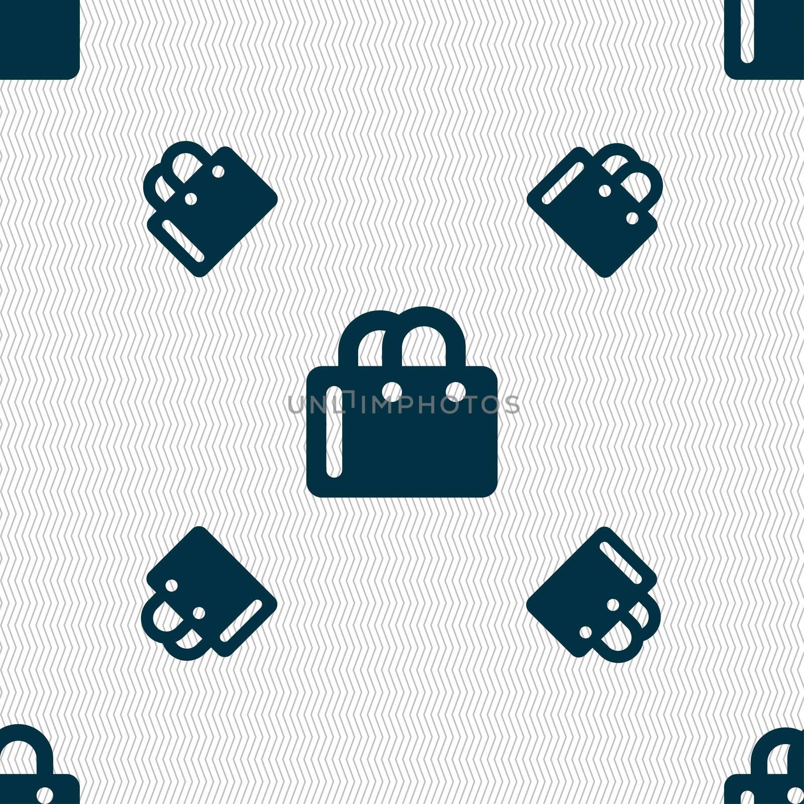 shopping bag icon sign. Seamless pattern with geometric texture.  by serhii_lohvyniuk