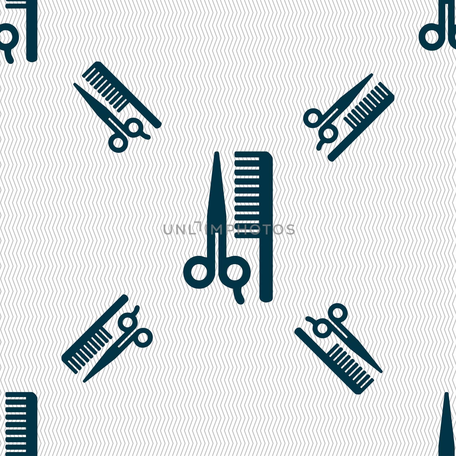 hair icon sign. Seamless pattern with geometric texture.  by serhii_lohvyniuk