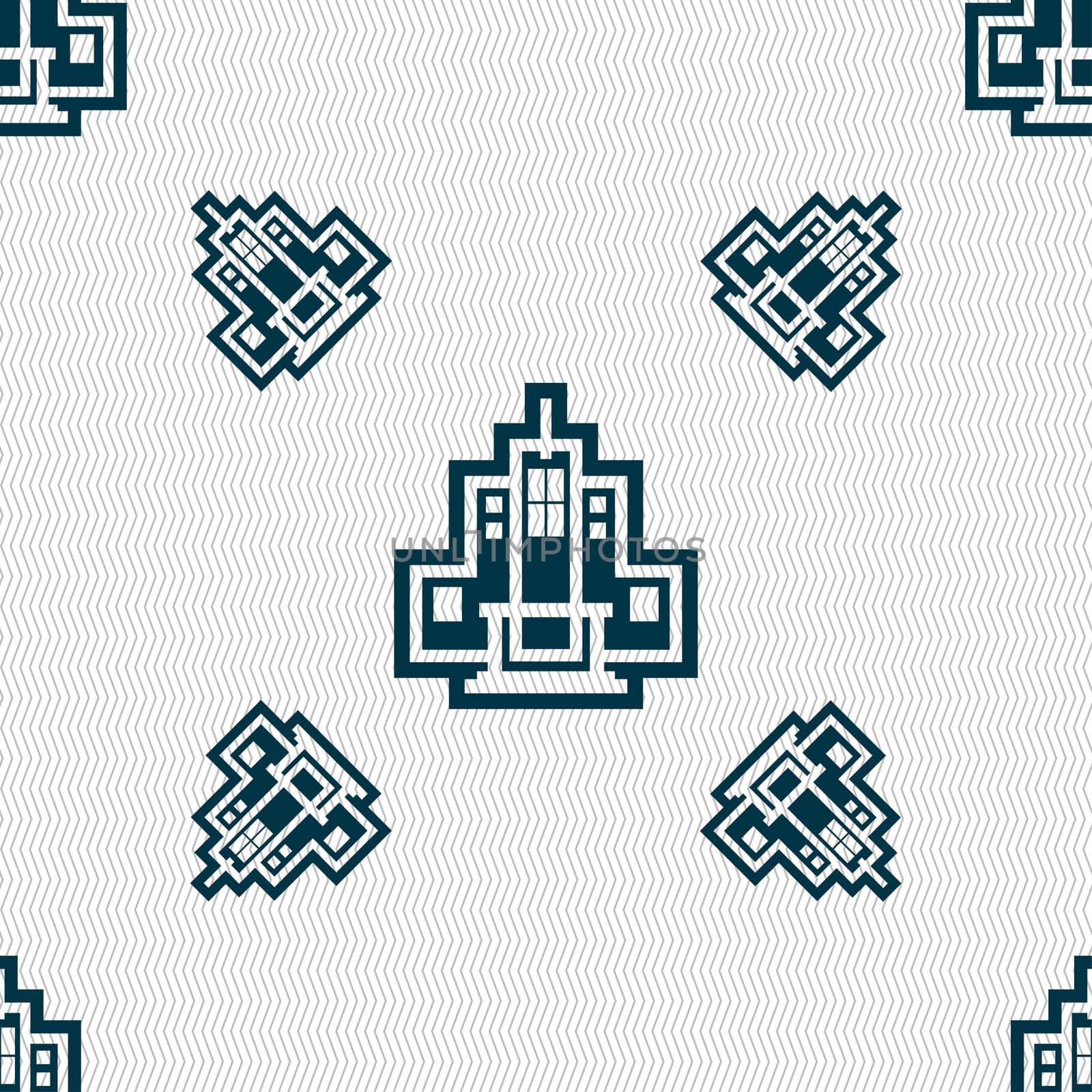 skyscraper icon sign. Seamless pattern with geometric texture. illustration