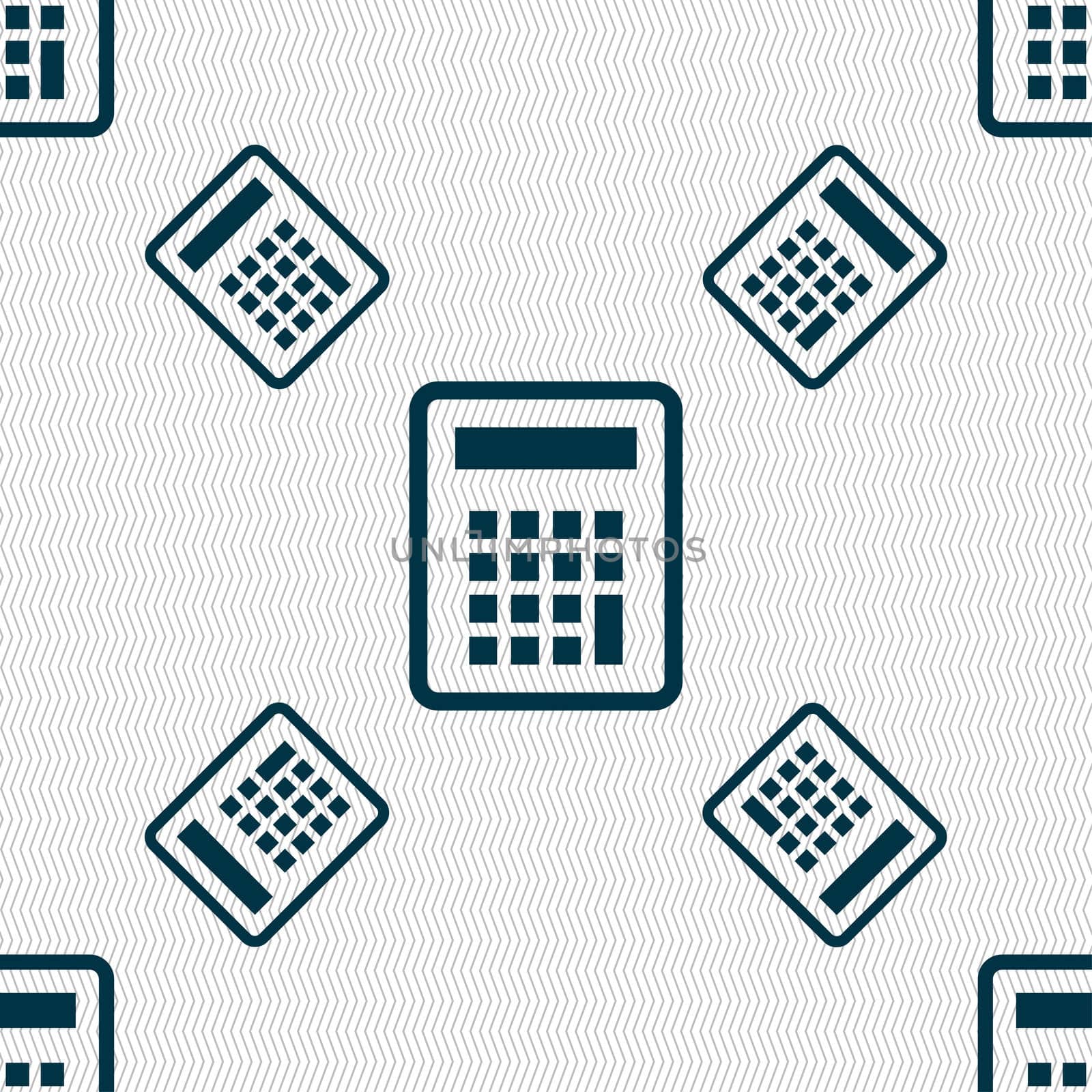 Calculator icon sign. Seamless pattern with geometric texture.  by serhii_lohvyniuk