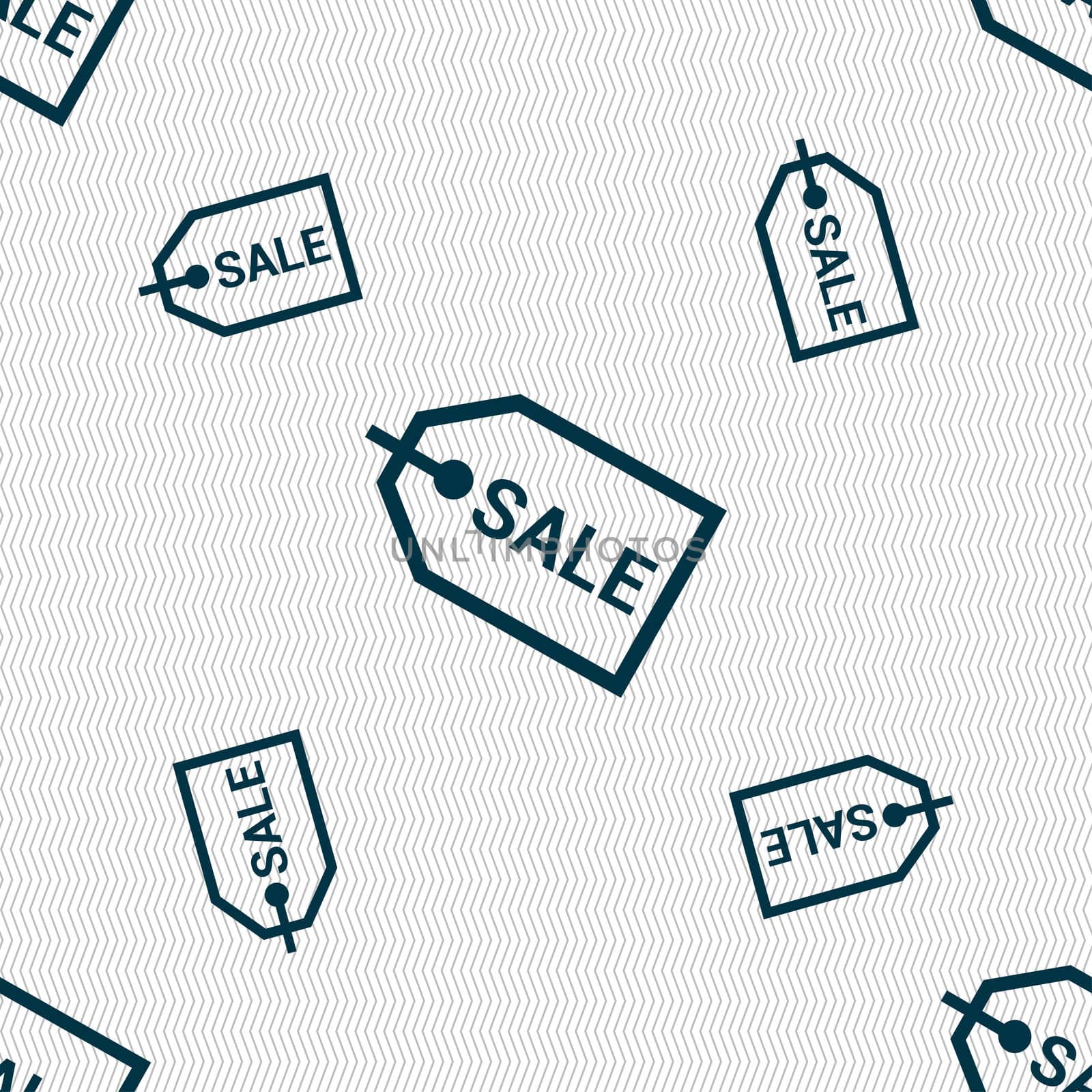 Sale icon sign. Seamless pattern with geometric texture. illustration