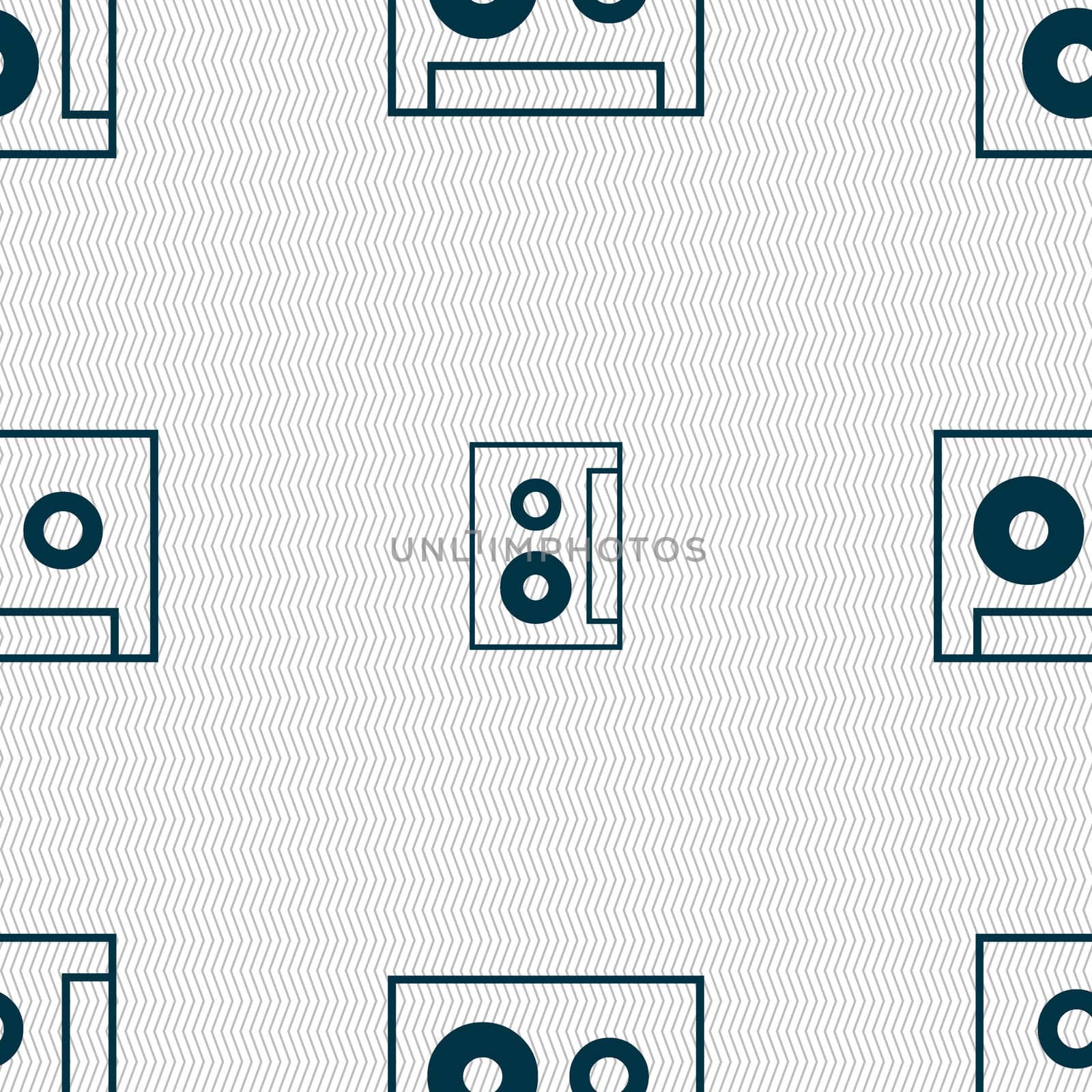 cassette sign icon. Audiocassette symbol. Seamless abstract background with geometric shapes. illustration