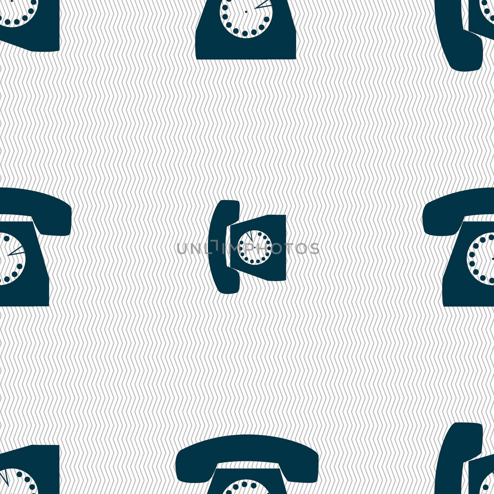 Retro telephone icon symbol. Seamless abstract background with geometric shapes. illustration