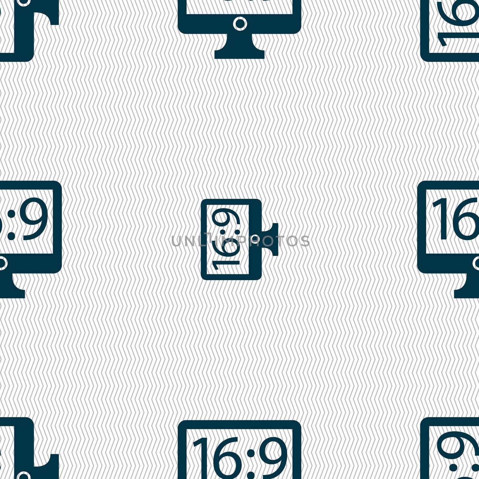 Aspect ratio 16 9 widescreen tv icon sign. Seamless abstract background with geometric shapes.  by serhii_lohvyniuk