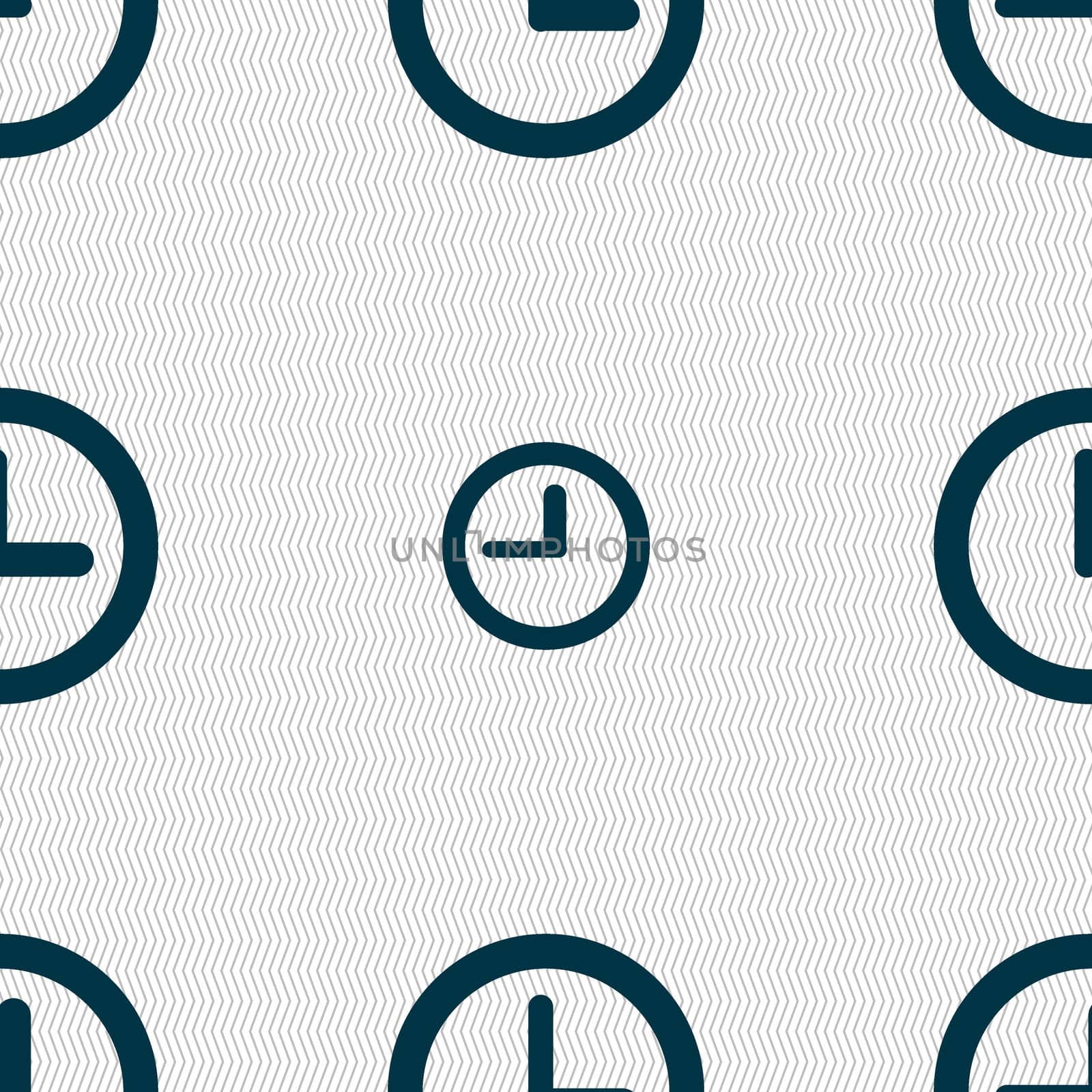 Clock sign icon. Mechanical clock symbol. Seamless abstract background with geometric shapes. illustration