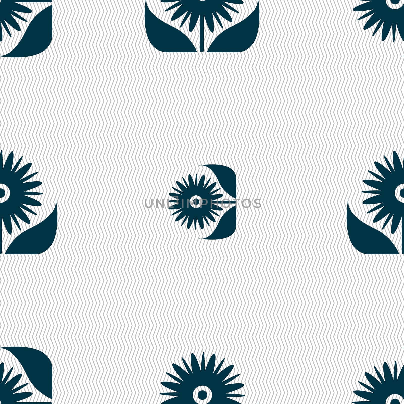 Bouquet of flowers with petals icon sign. Seamless abstract background with geometric shapes.  by serhii_lohvyniuk