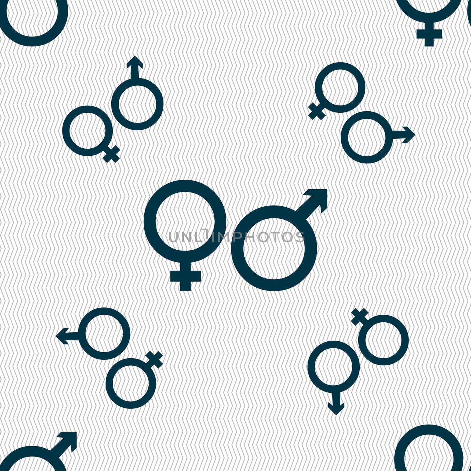 male and female icon sign. Seamless pattern with geometric texture. illustration