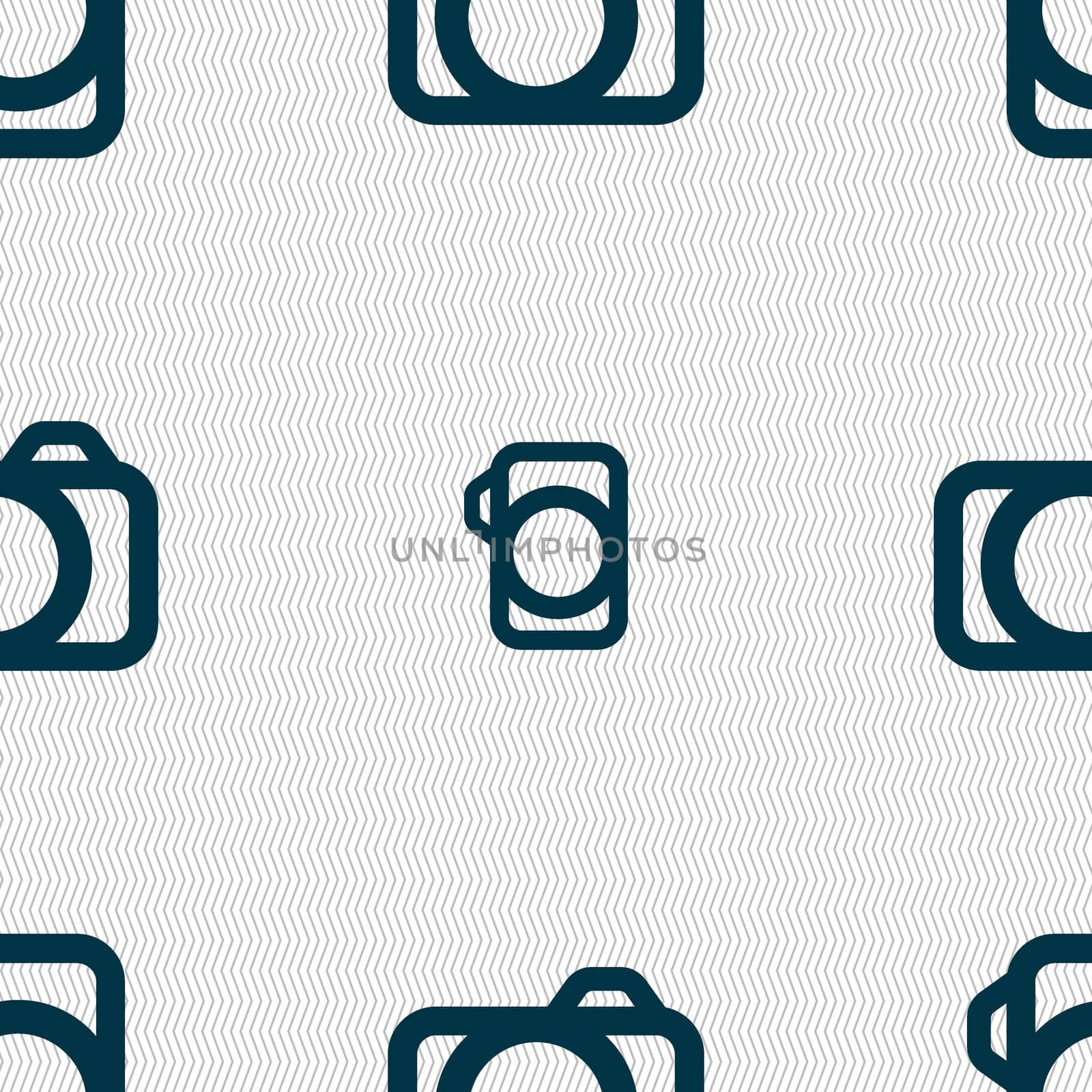 Photo camera sign icon. Digital photo camera symbol. Seamless abstract background with geometric shapes.  by serhii_lohvyniuk