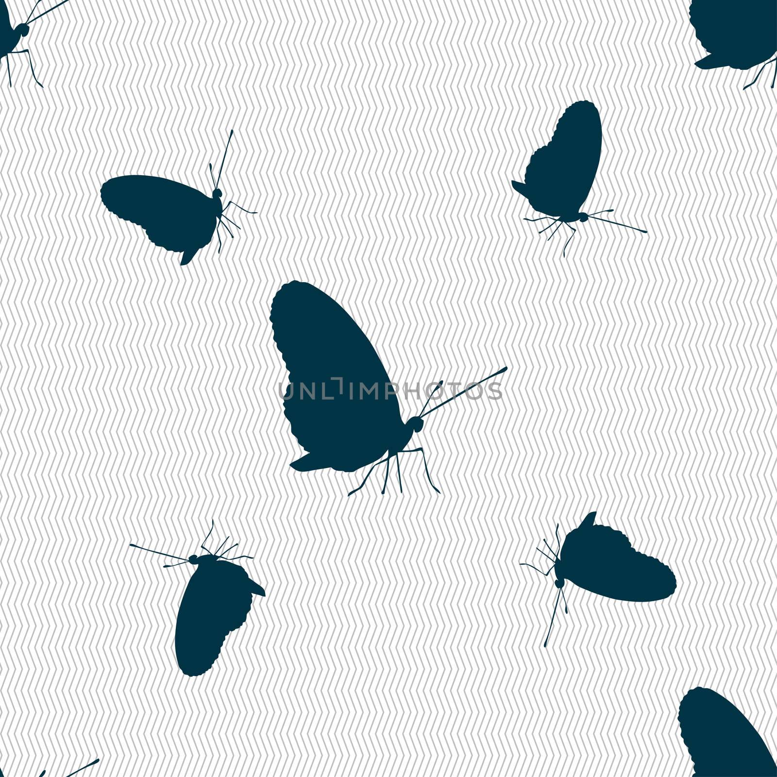 butterfly icon sign. Seamless pattern with geometric texture.  by serhii_lohvyniuk