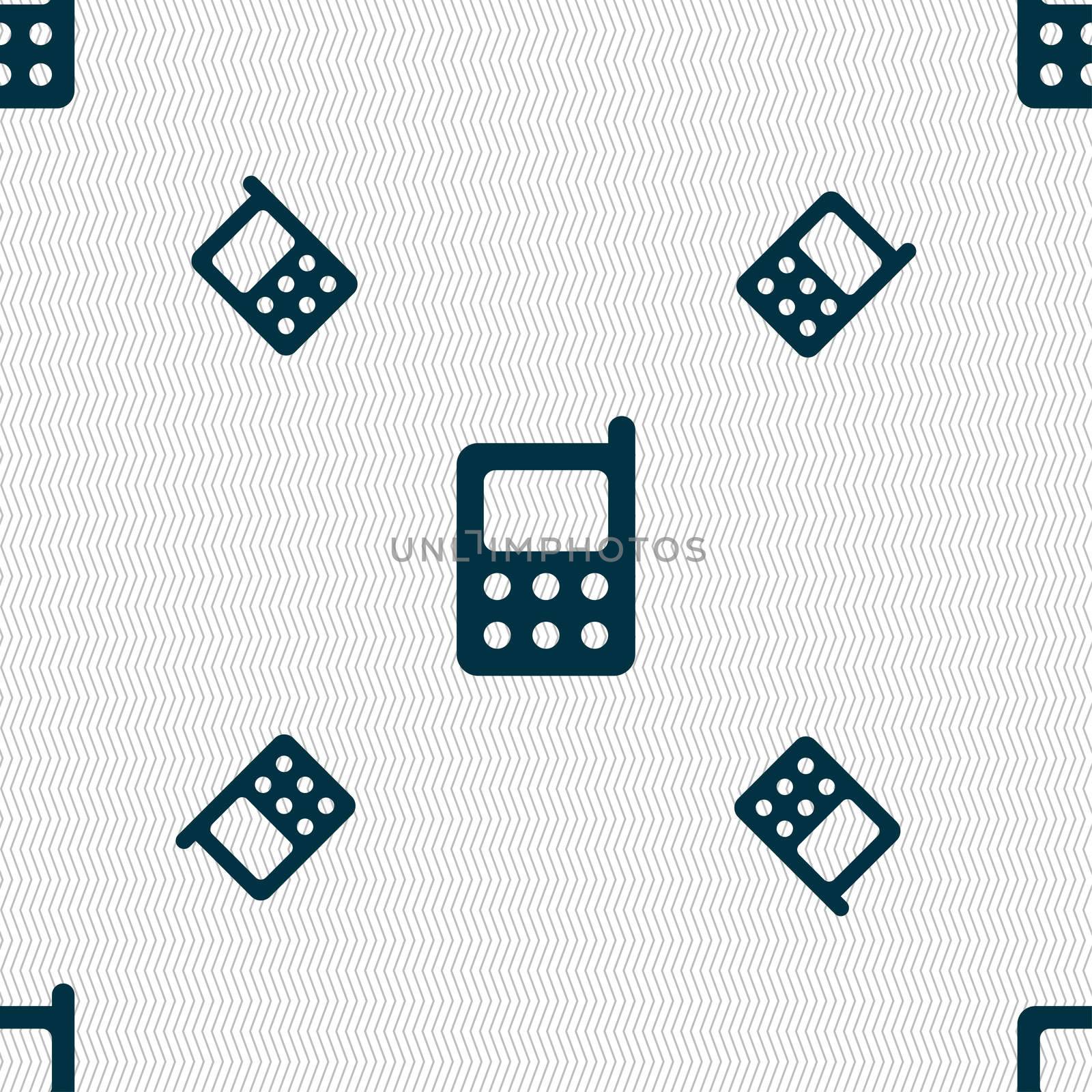 mobile phone icon sign. Seamless pattern with geometric texture. illustration