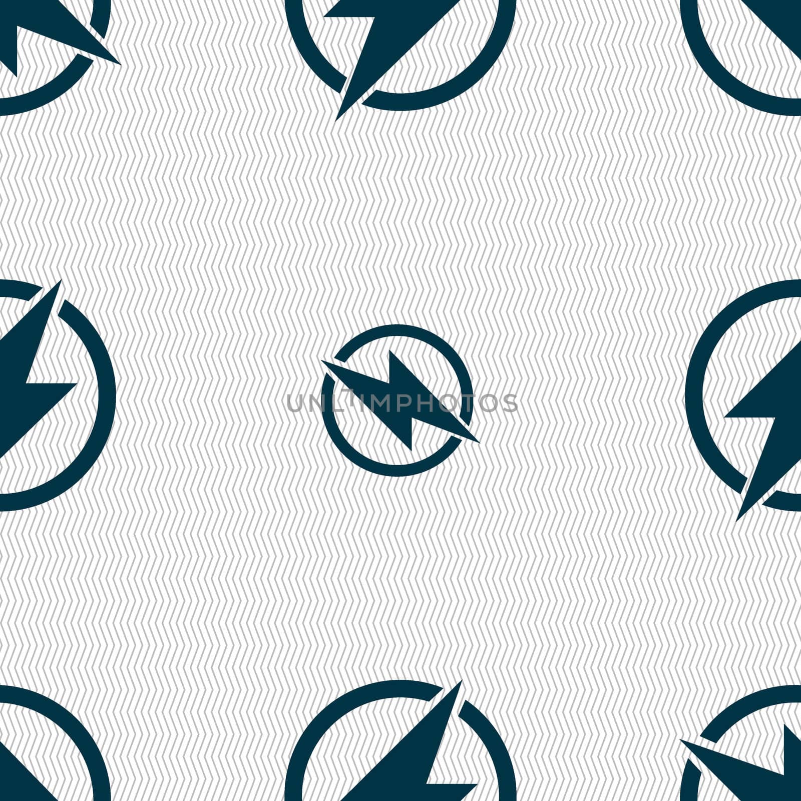 Photo flash sign icon. Lightning symbol. Seamless abstract background with geometric shapes. illustration