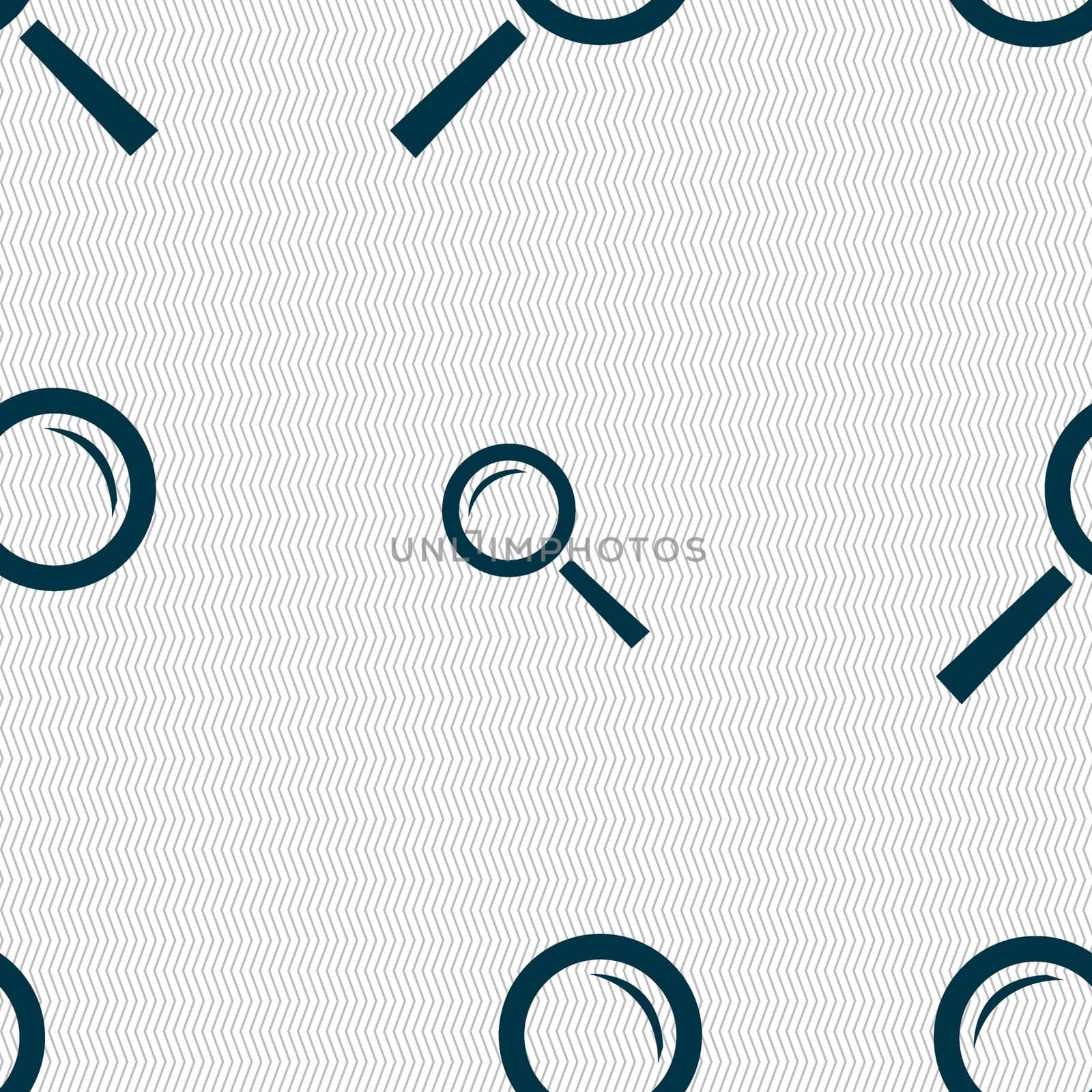 Magnifier glass sign icon. Zoom tool button. Navigation search symbol. Seamless abstract background with geometric shapes.  by serhii_lohvyniuk