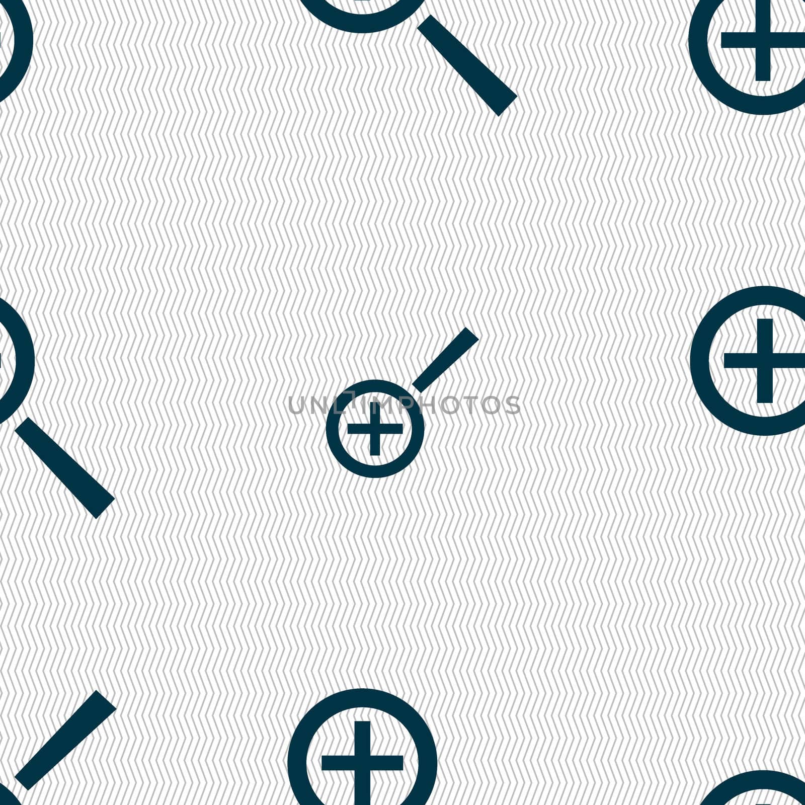 Magnifier glass, Zoom tool icon sign. Seamless abstract background with geometric shapes.  by serhii_lohvyniuk