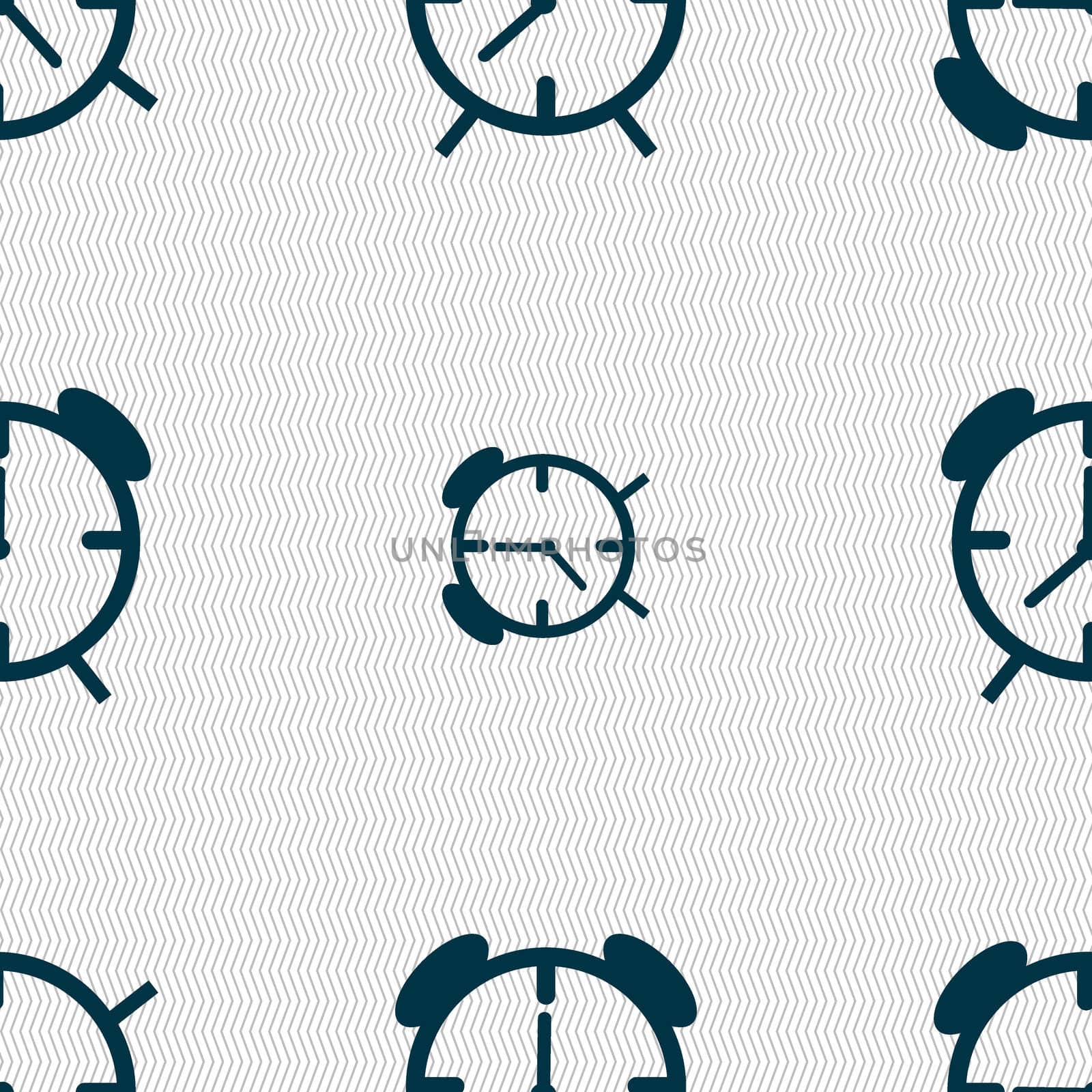 Alarm clock sign icon. Wake up alarm symbol. Seamless abstract background with geometric shapes.  by serhii_lohvyniuk