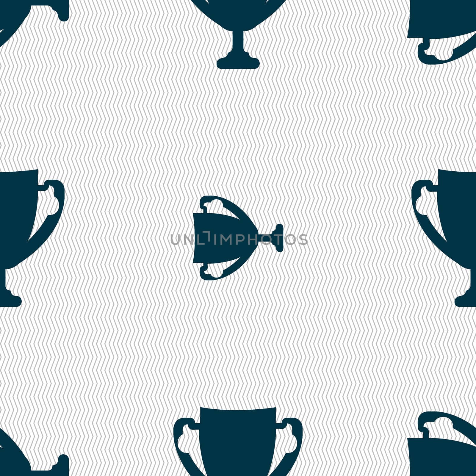 Winner cup sign icon. Awarding of winners symbol. Trophy. Seamless abstract background with geometric shapes. illustration